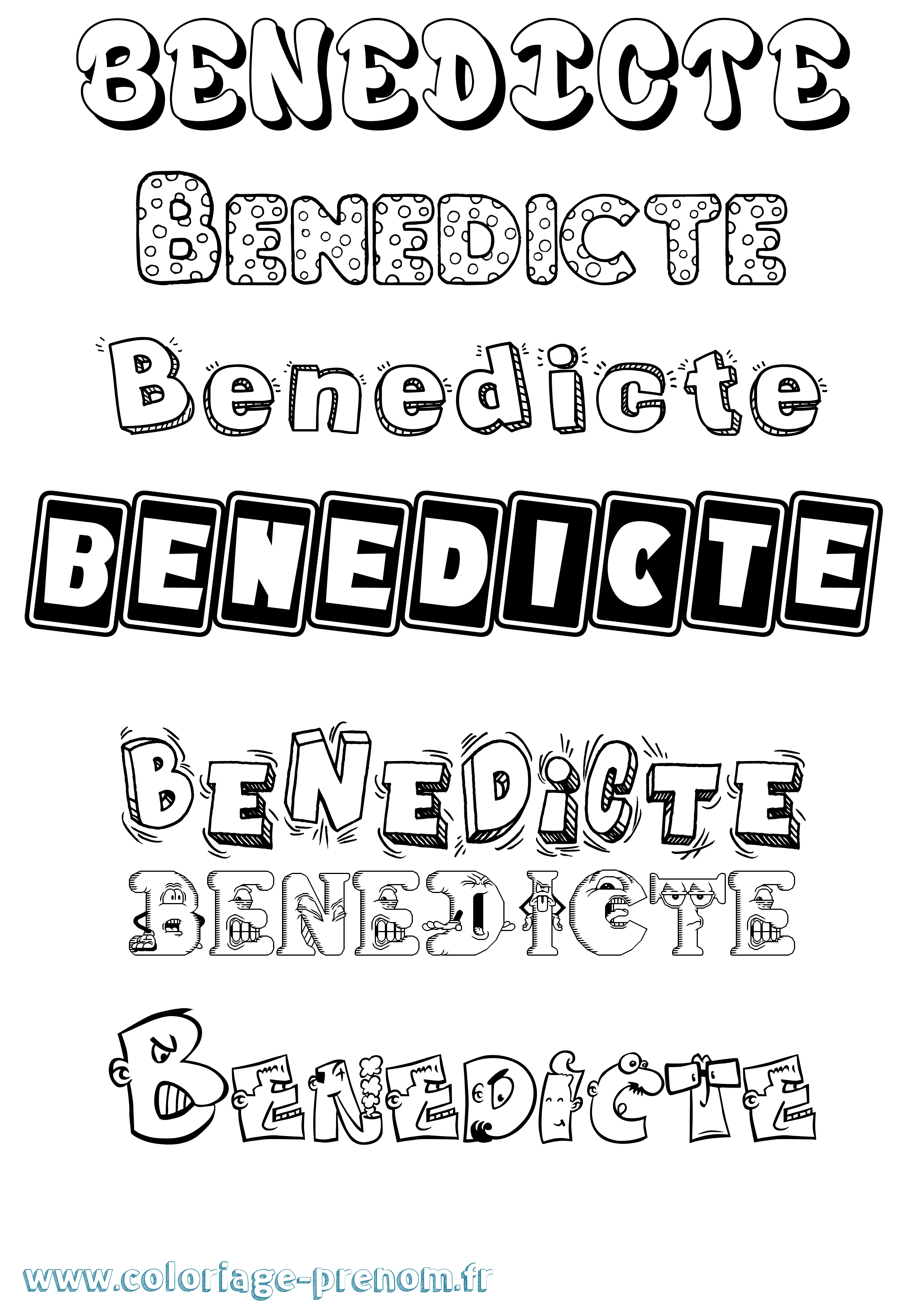 Coloriage prénom Benedicte Fun