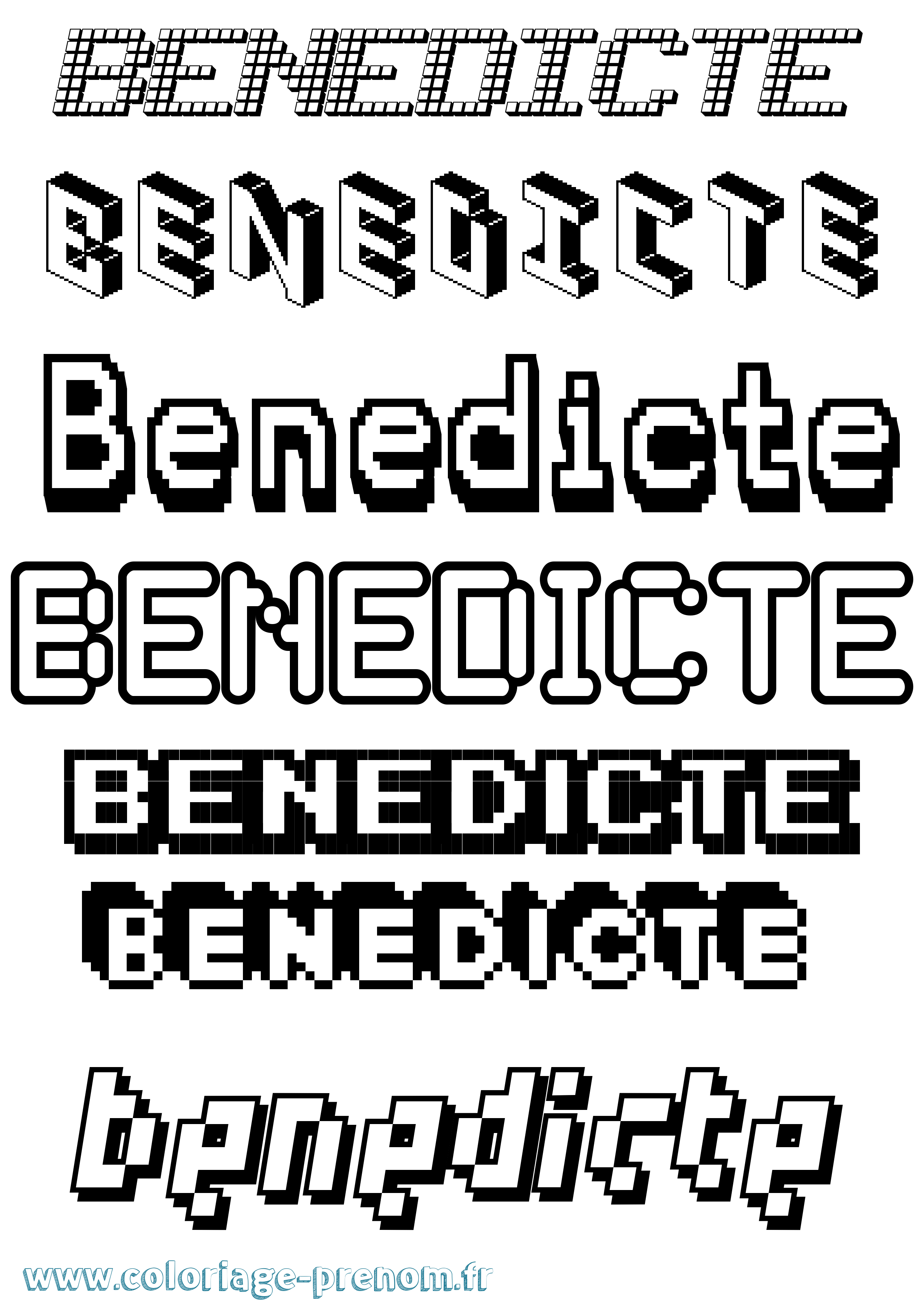 Coloriage prénom Benedicte Pixel