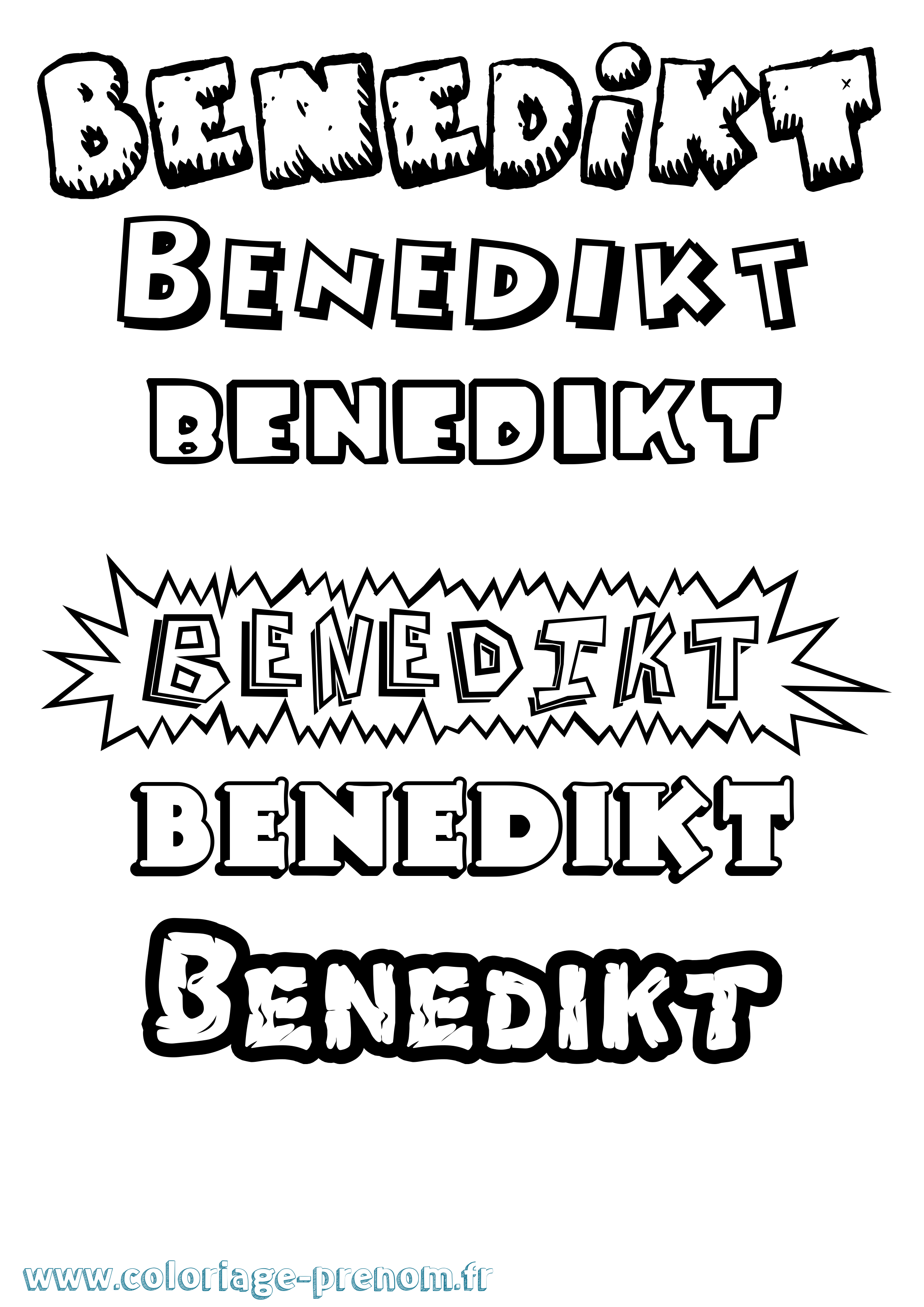 Coloriage prénom Benedikt Dessin Animé