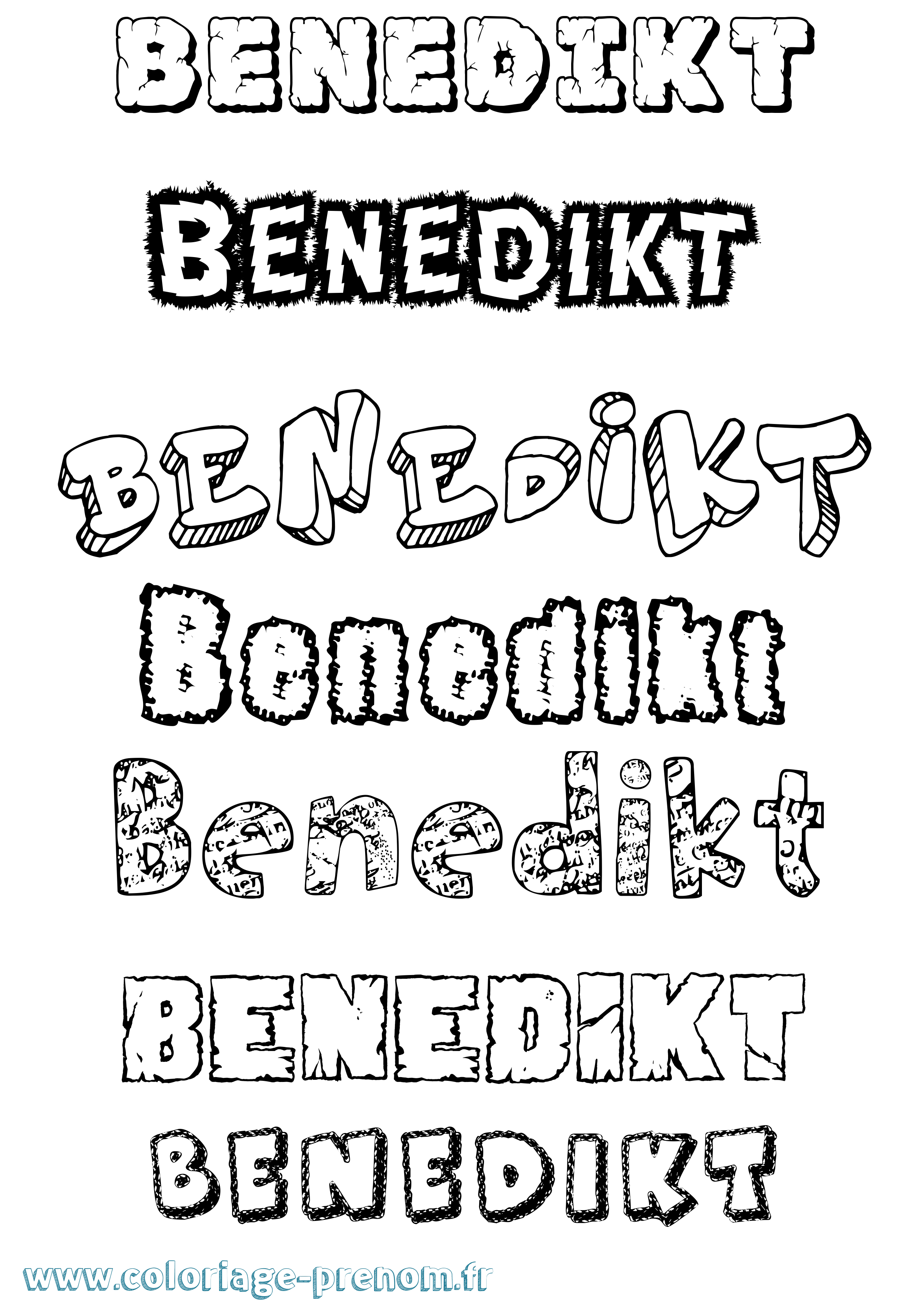 Coloriage prénom Benedikt Destructuré