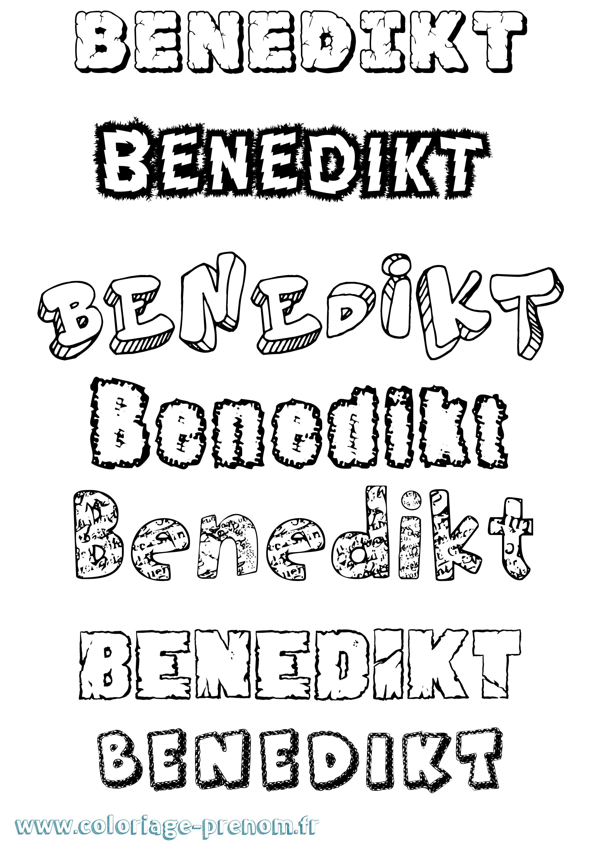 Coloriage Benedikt Destructuré Coloriage prénom Benedikt Destructuré