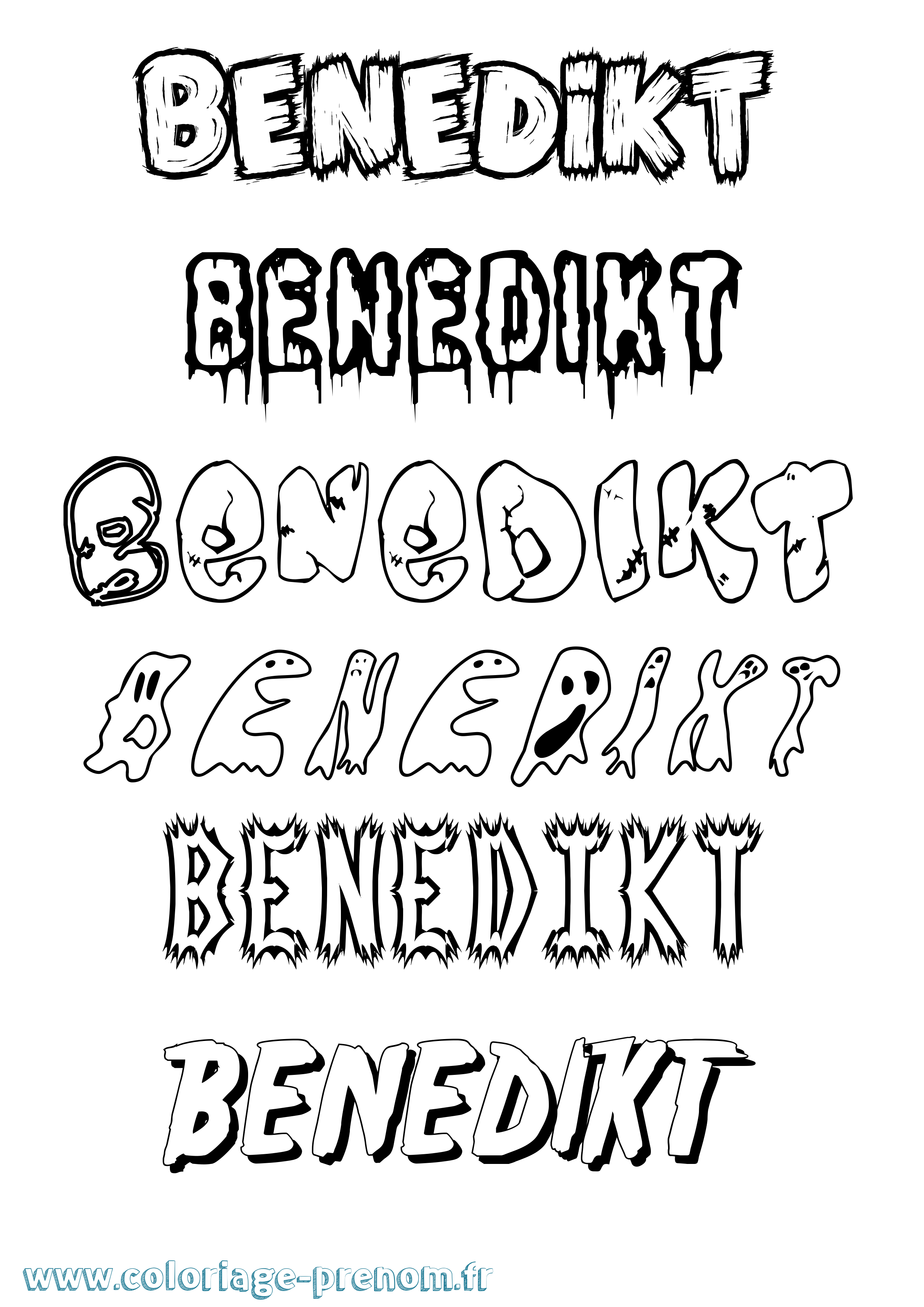 Coloriage prénom Benedikt Frisson