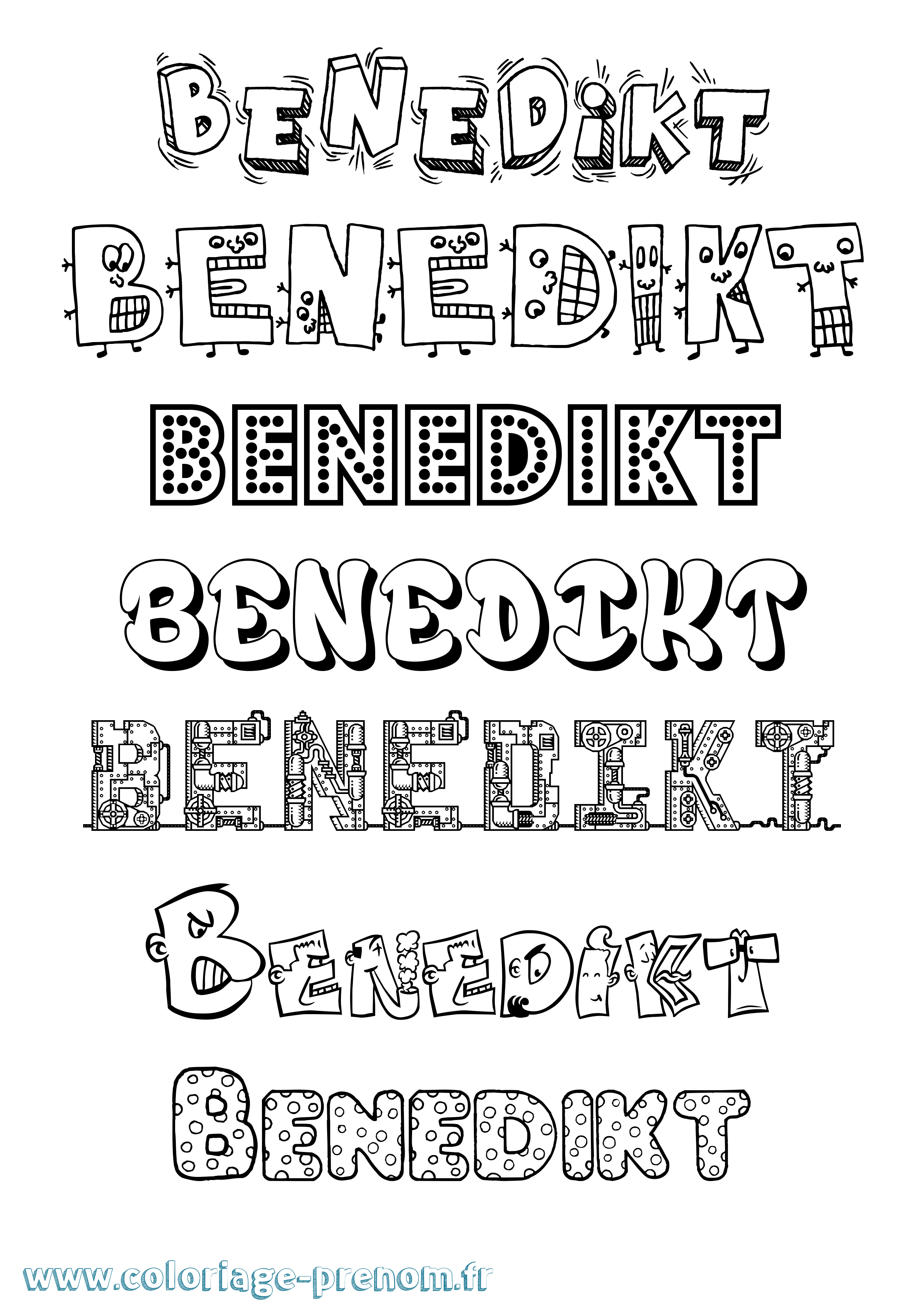 Coloriage prénom Benedikt Fun