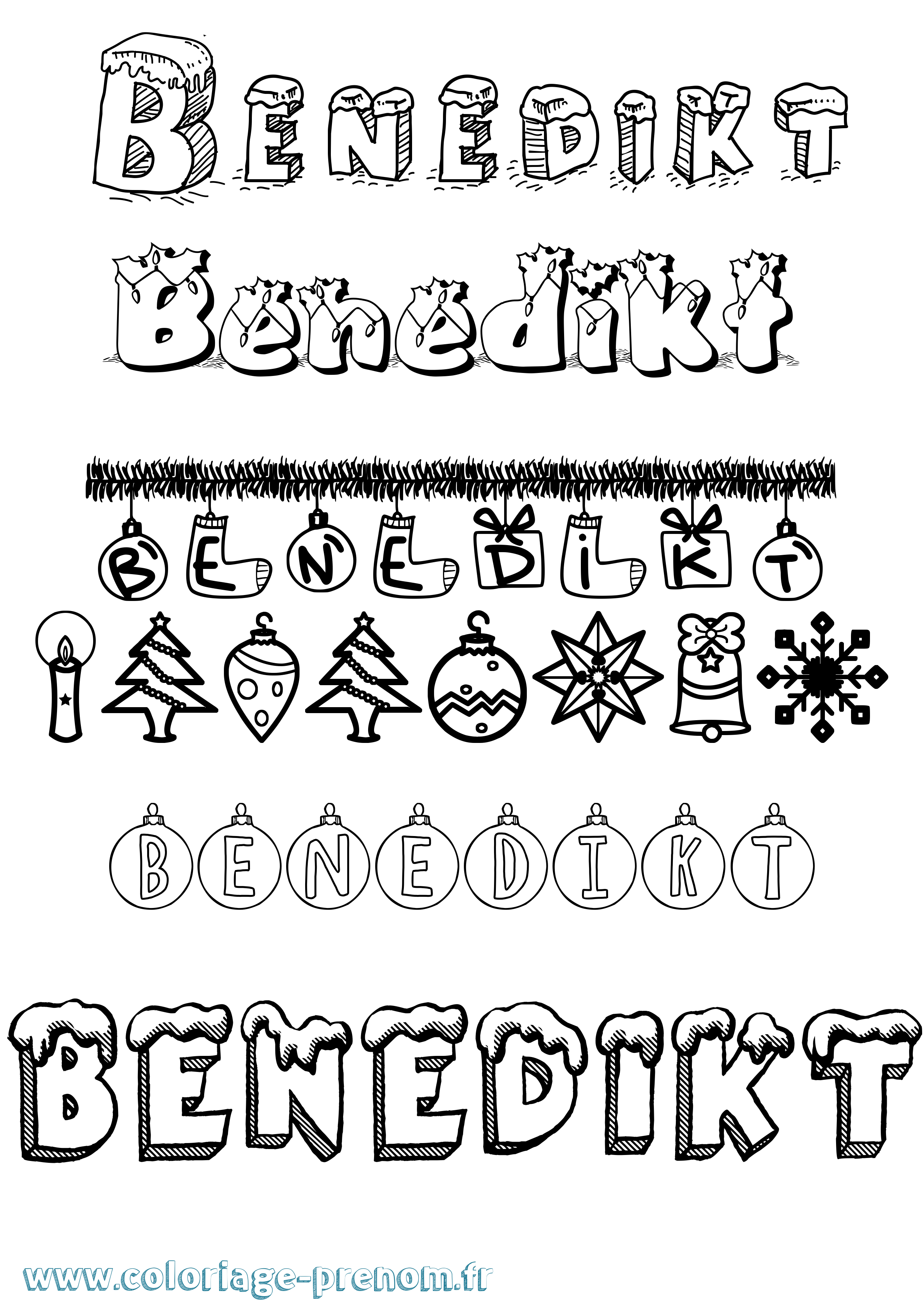 Coloriage Benedikt Noël Coloriage prénom Benedikt Noël