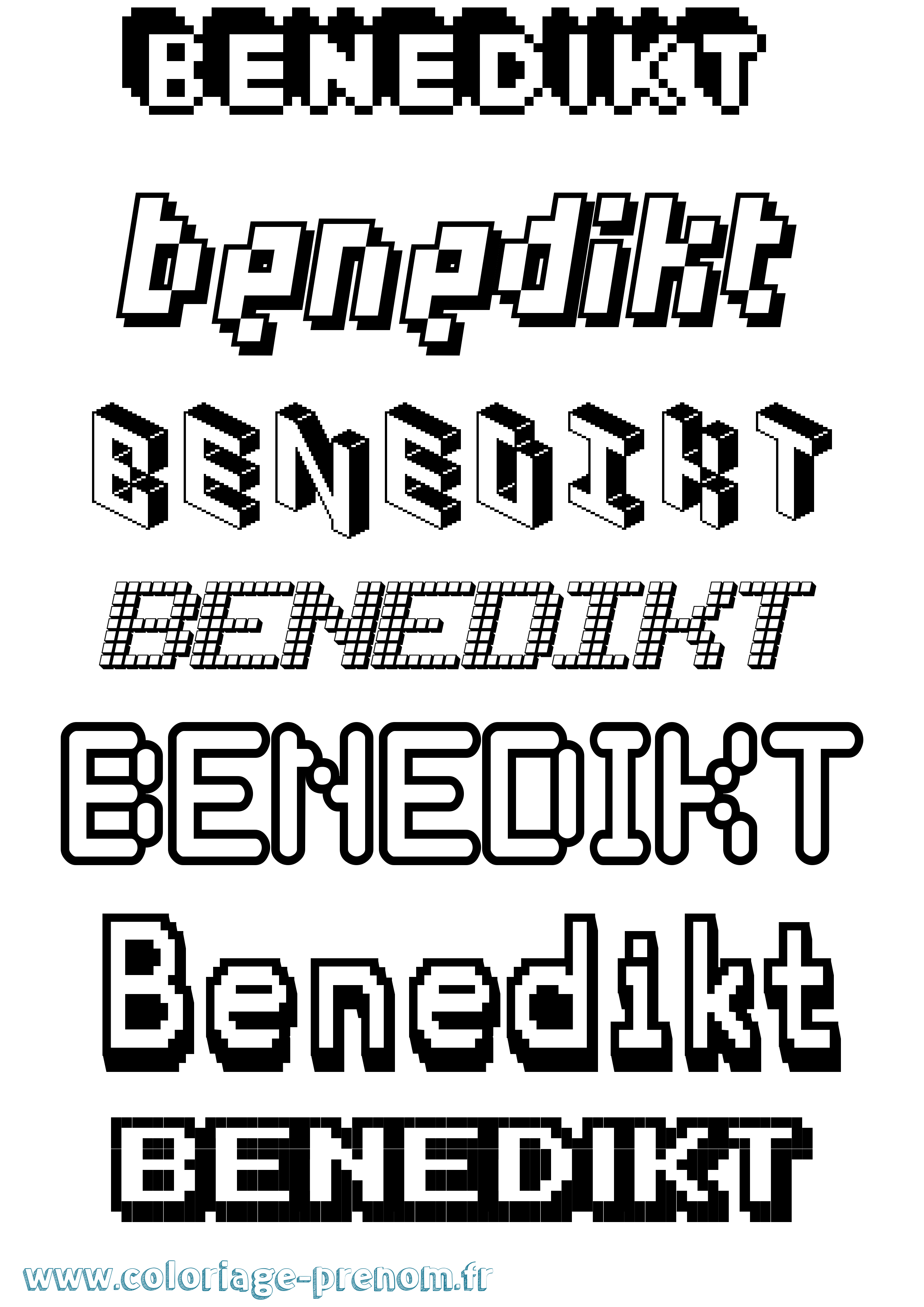 Coloriage prénom Benedikt Pixel