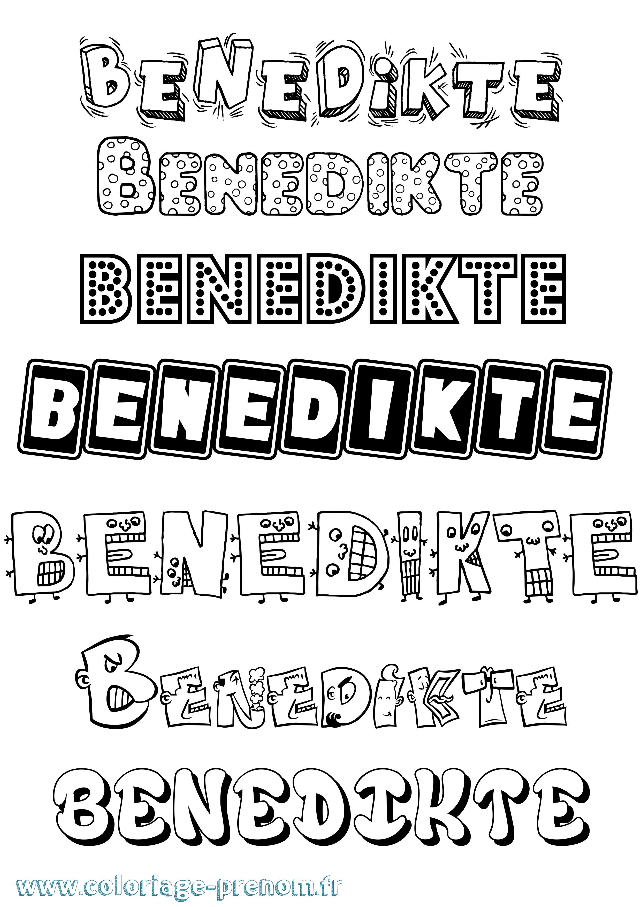 Coloriage prénom Benedikte Fun