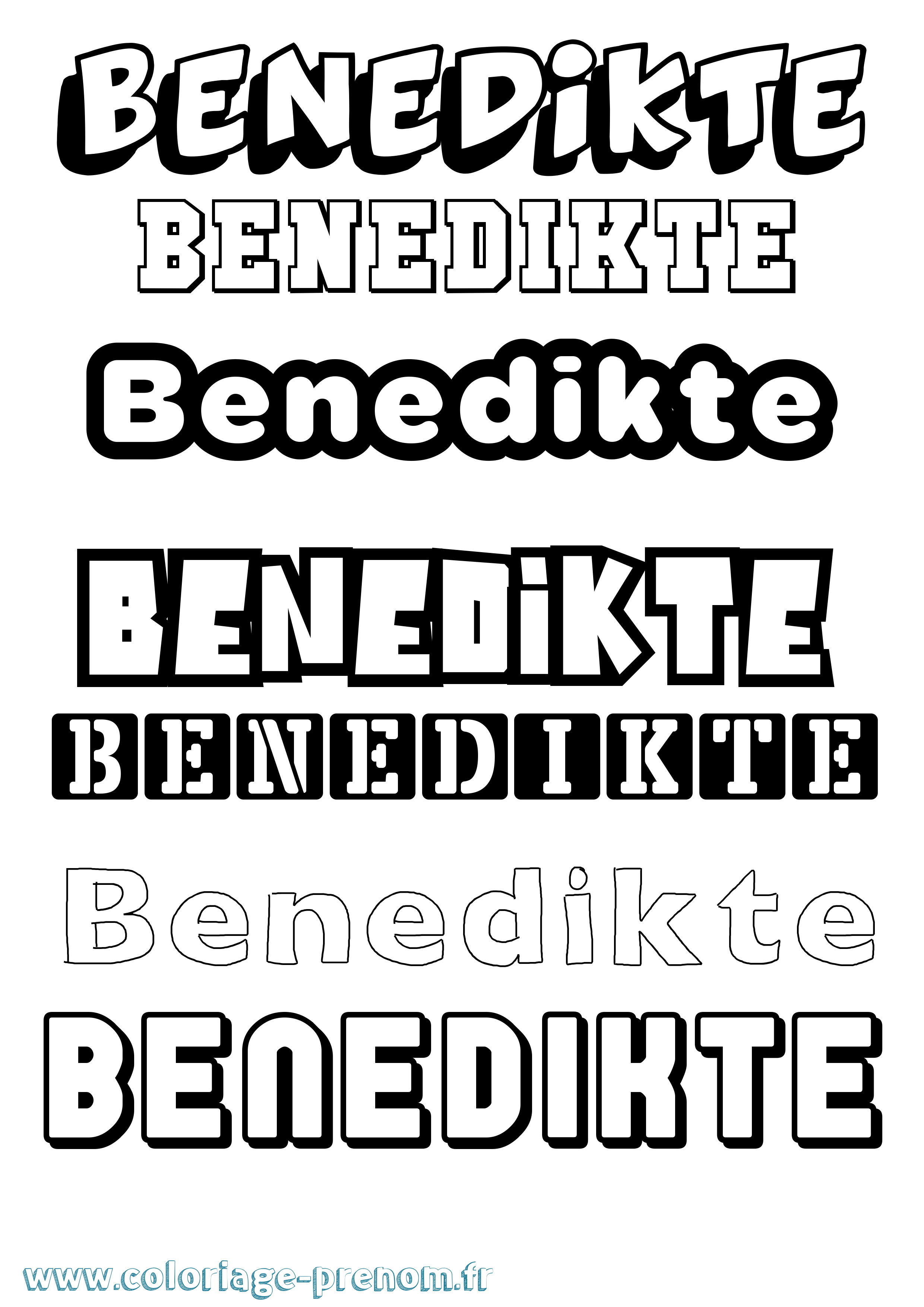 Coloriage prénom Benedikte Simple