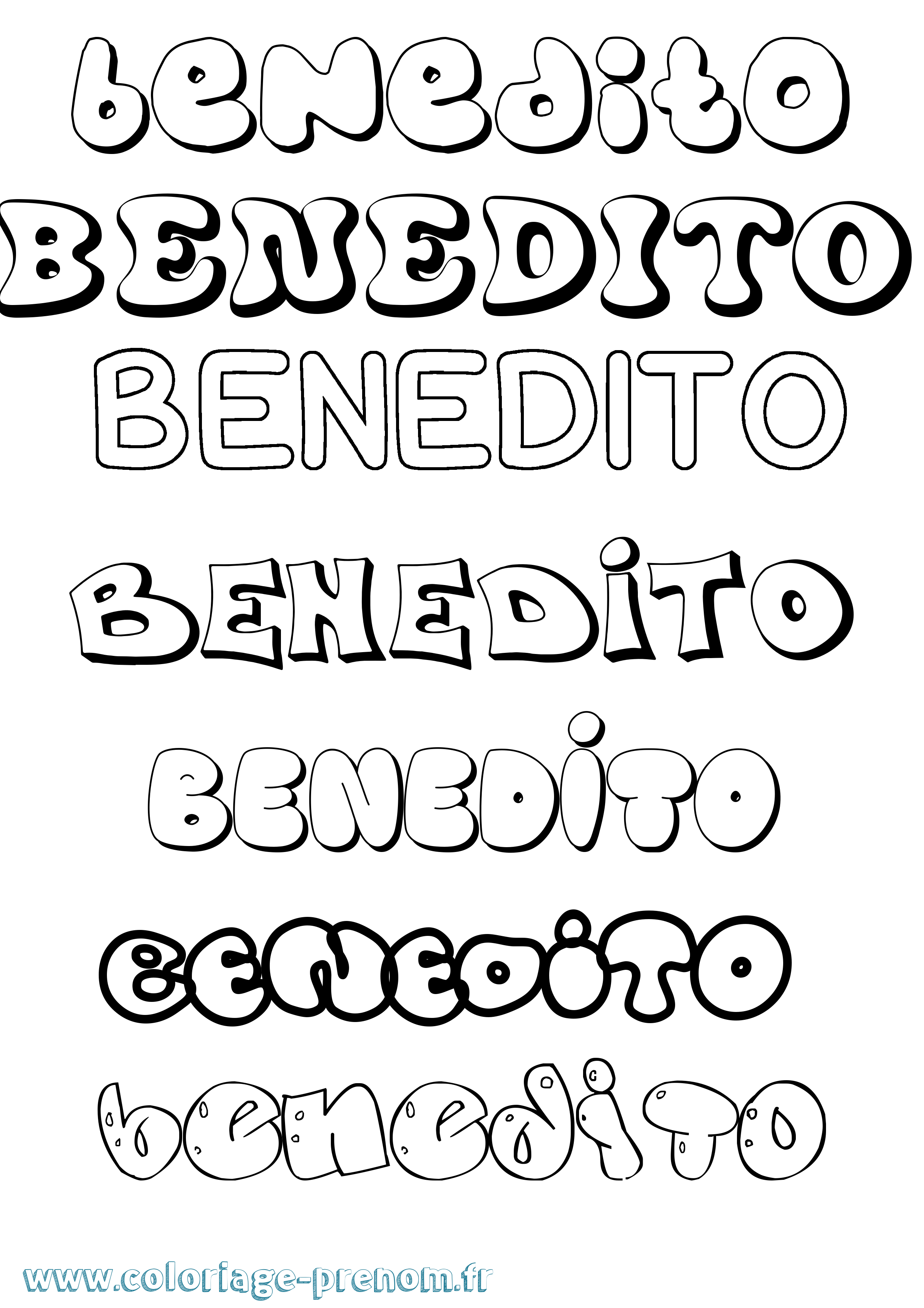 Coloriage prénom Benedito Bubble