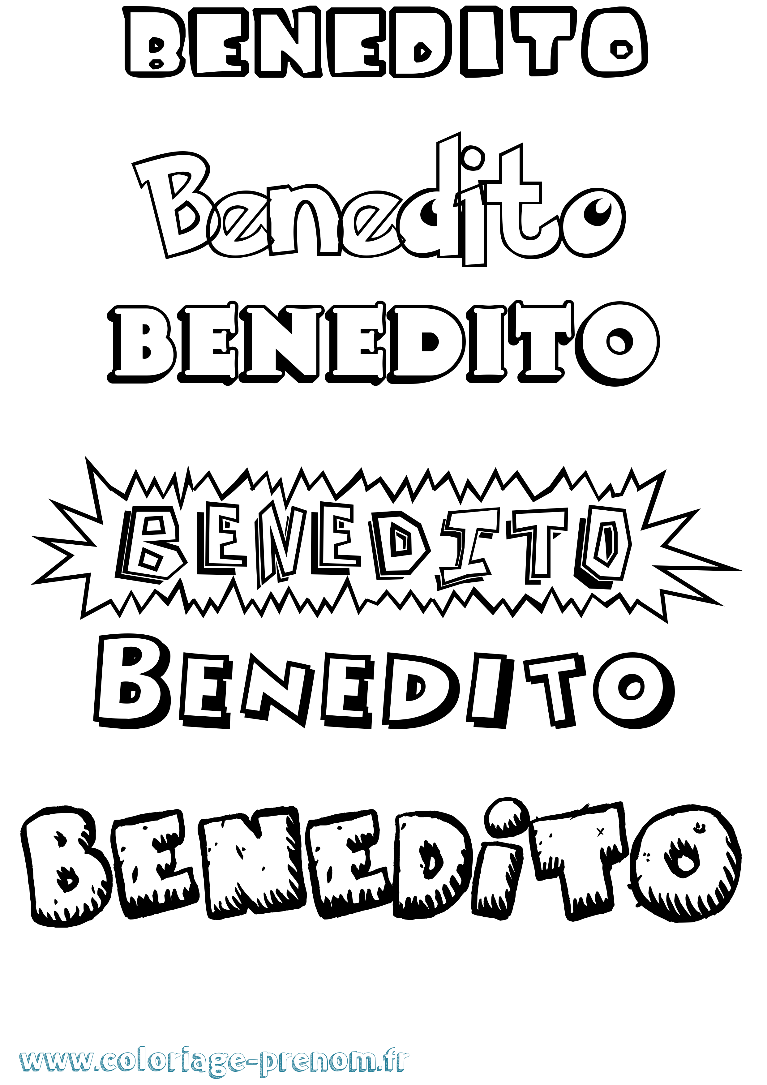Coloriage prénom Benedito Dessin Animé