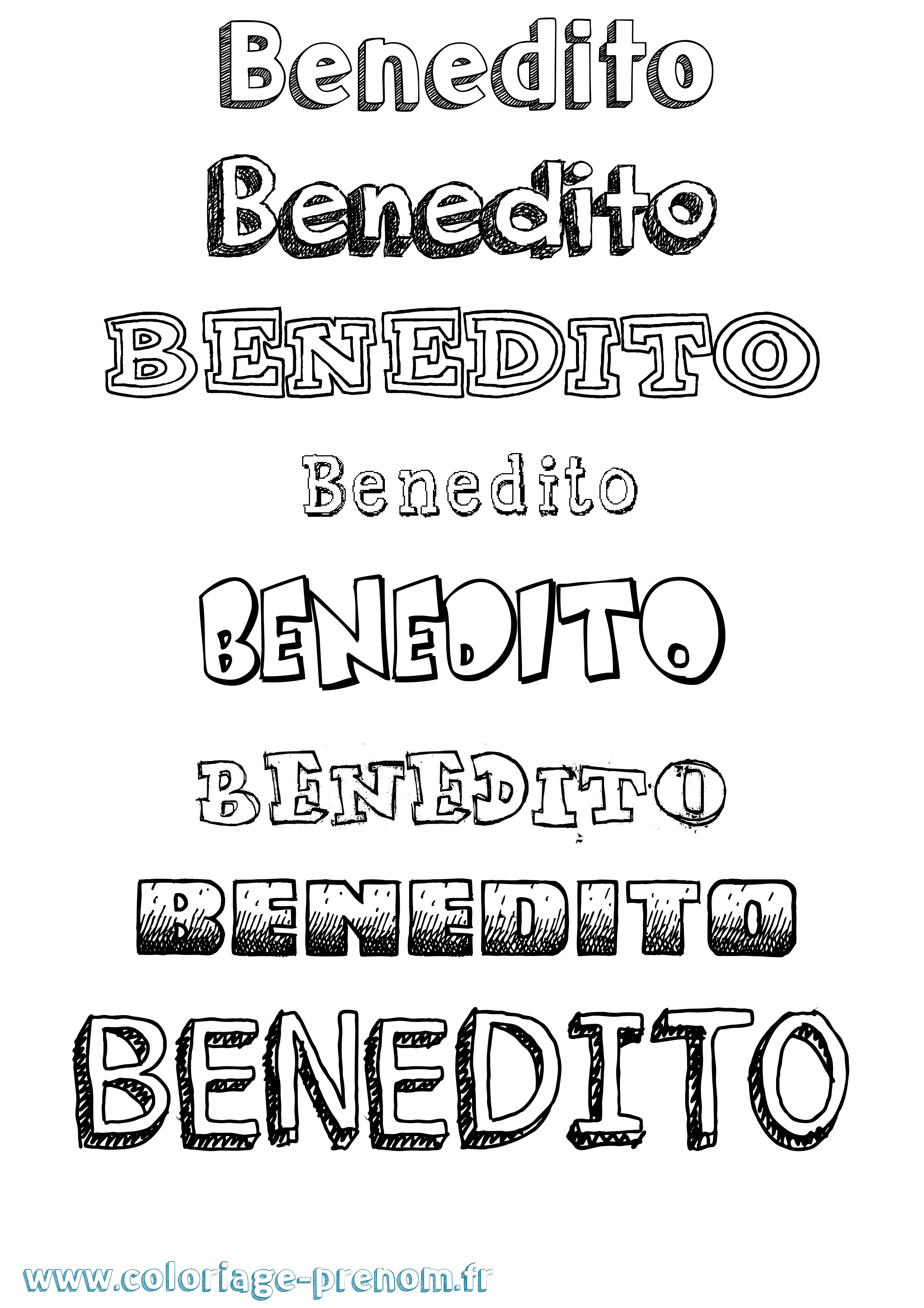 Coloriage prénom Benedito Dessiné
