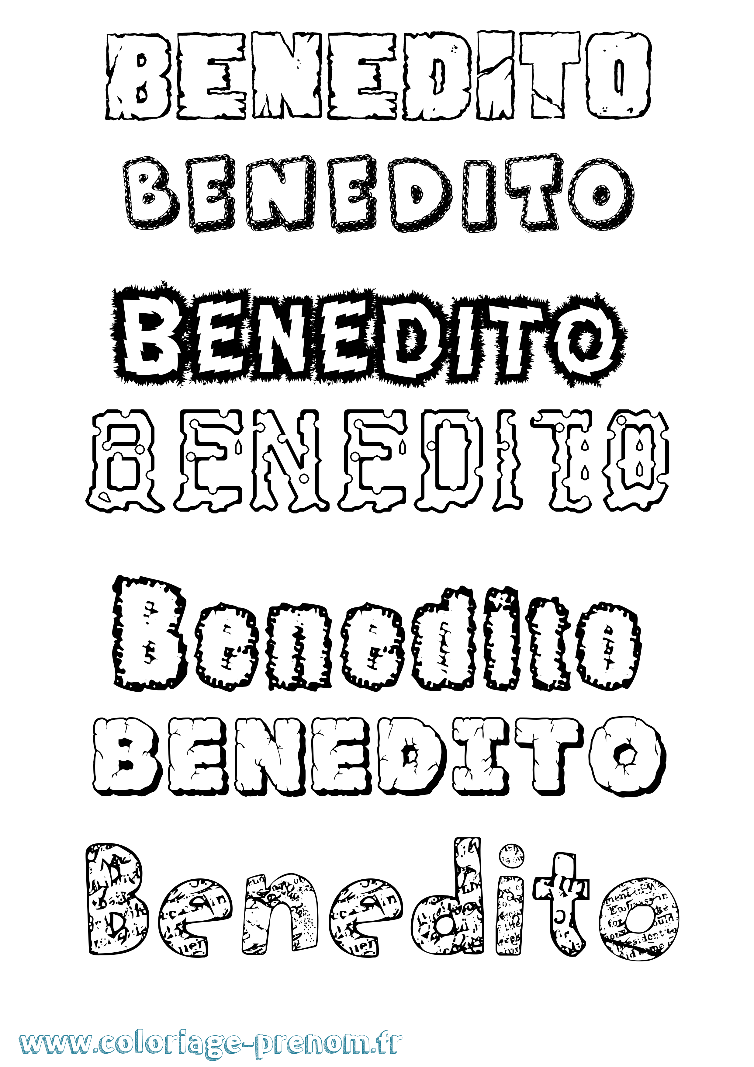 Coloriage prénom Benedito Destructuré