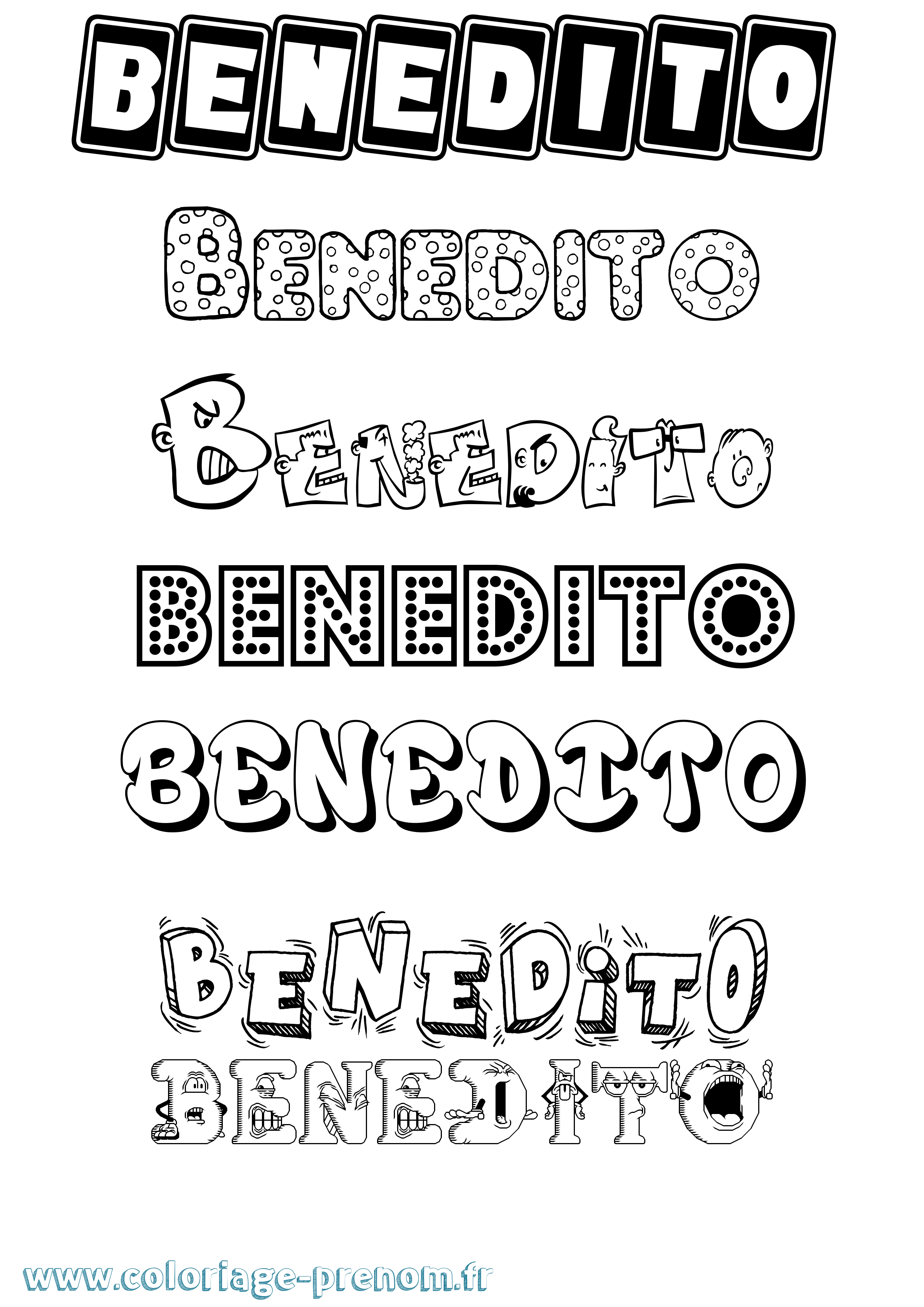 Coloriage prénom Benedito Fun