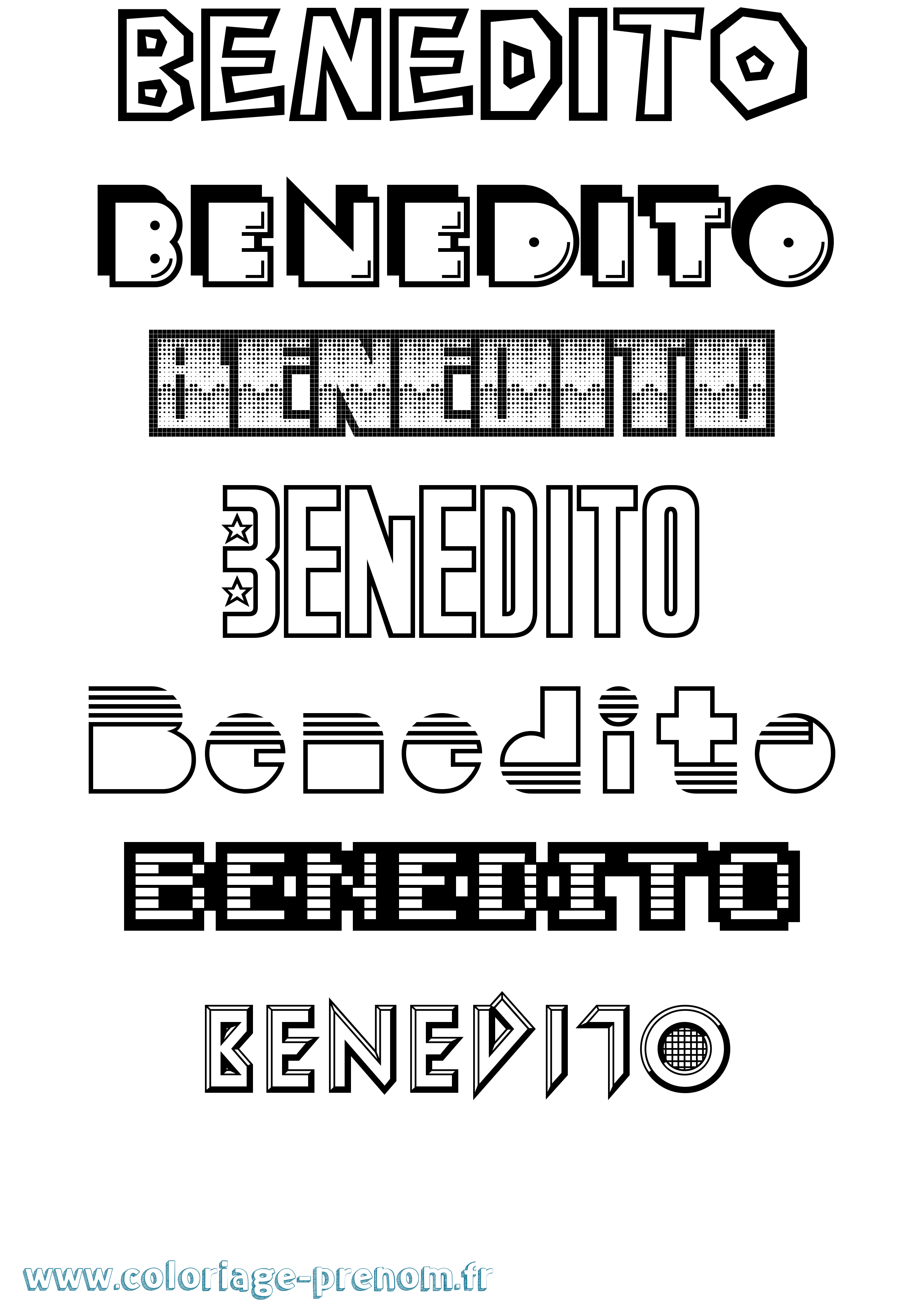 Coloriage prénom Benedito Jeux Vidéos