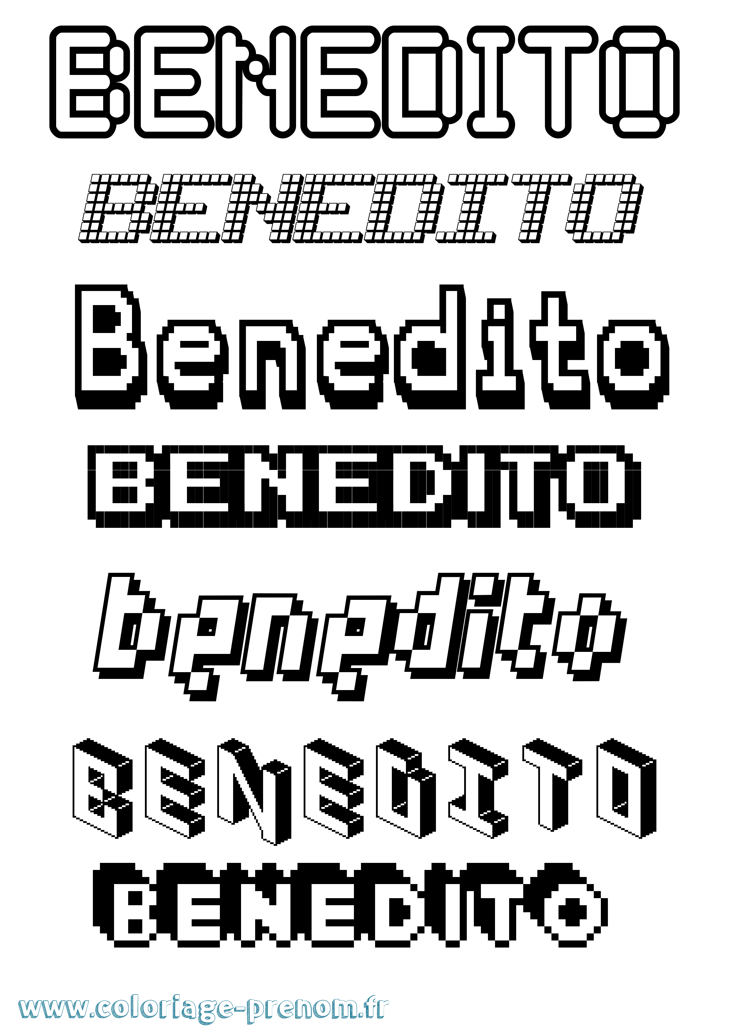 Coloriage prénom Benedito Pixel