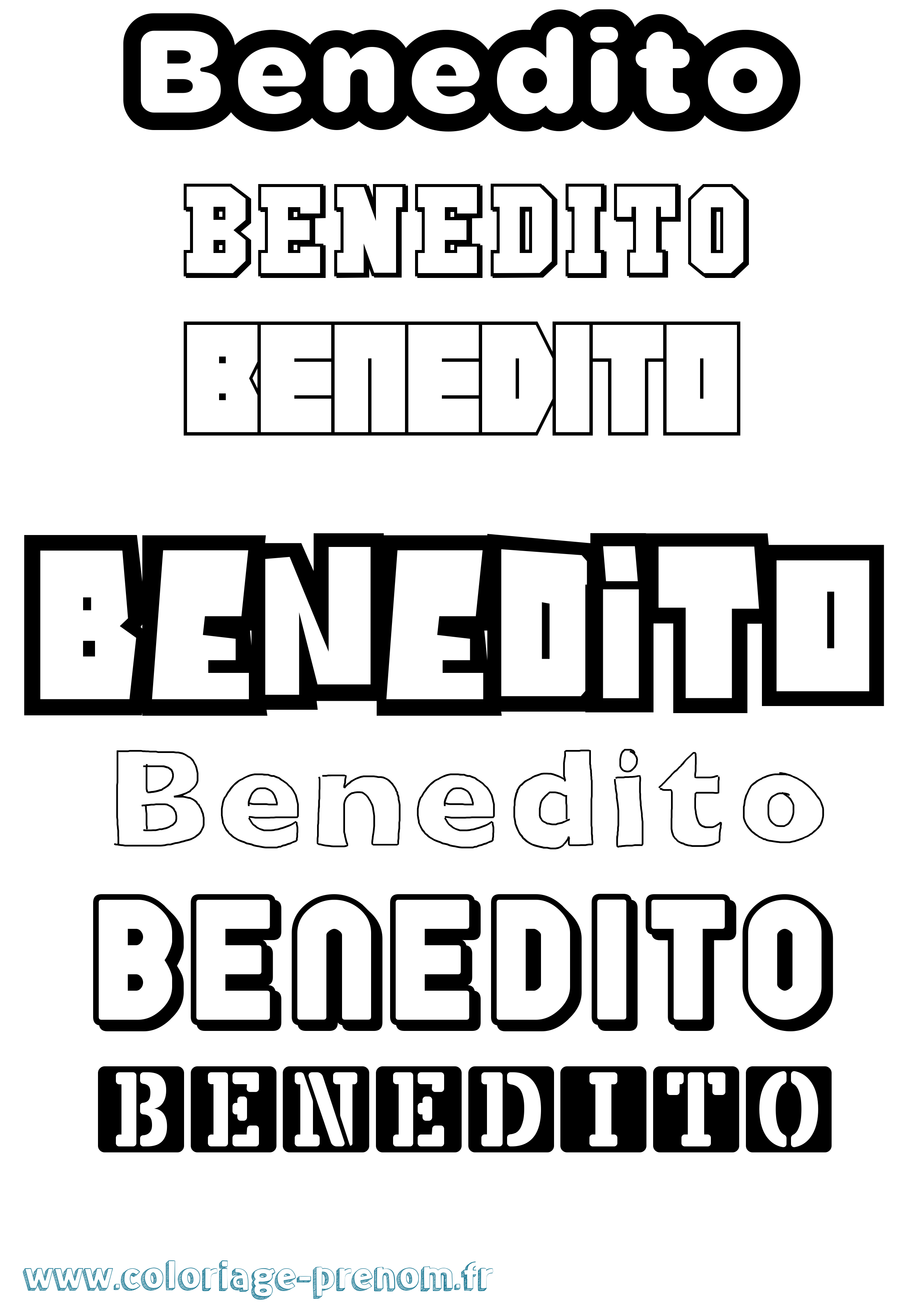 Coloriage prénom Benedito Simple