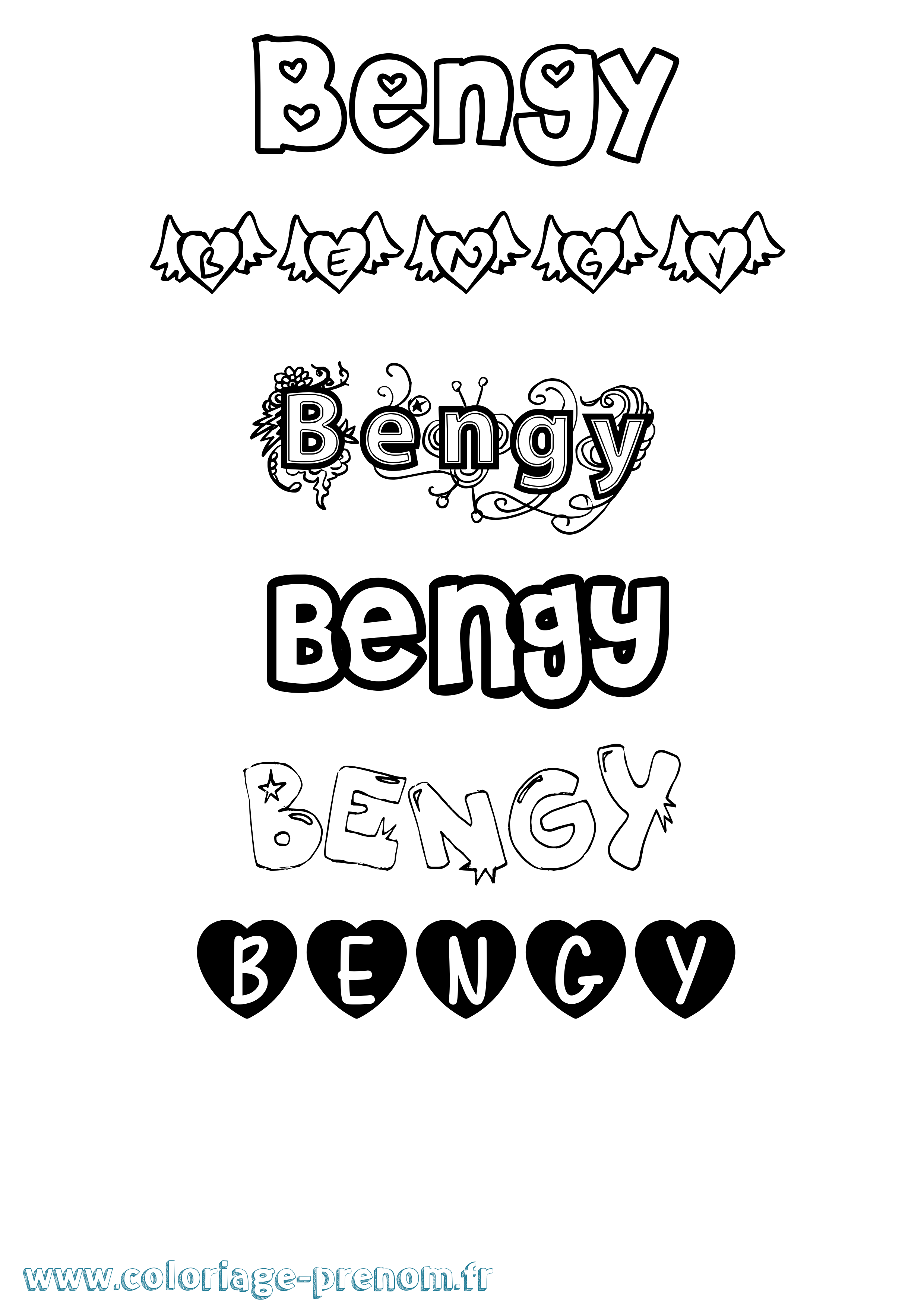 Coloriage prénom Bengy Girly