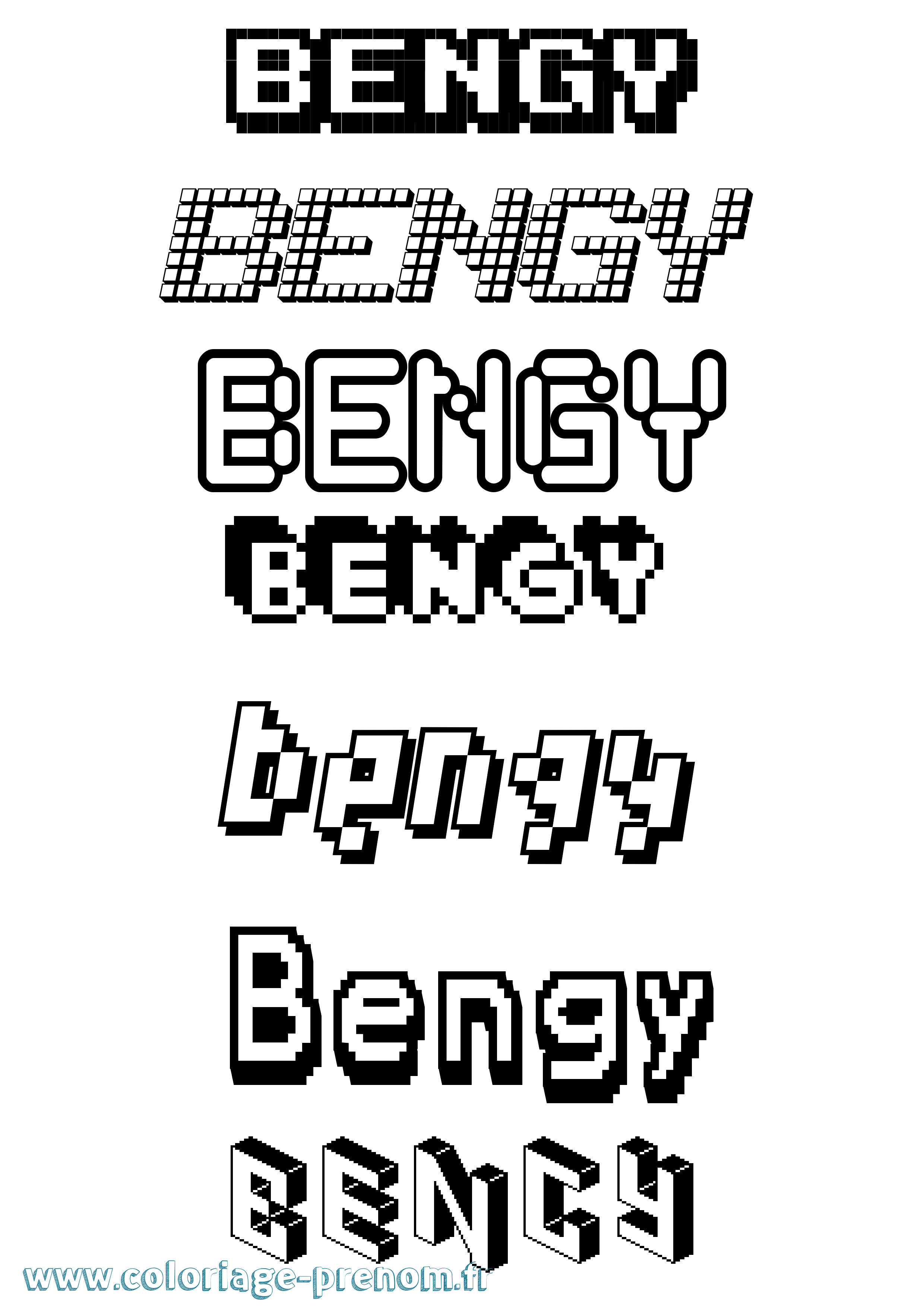 Coloriage prénom Bengy Pixel