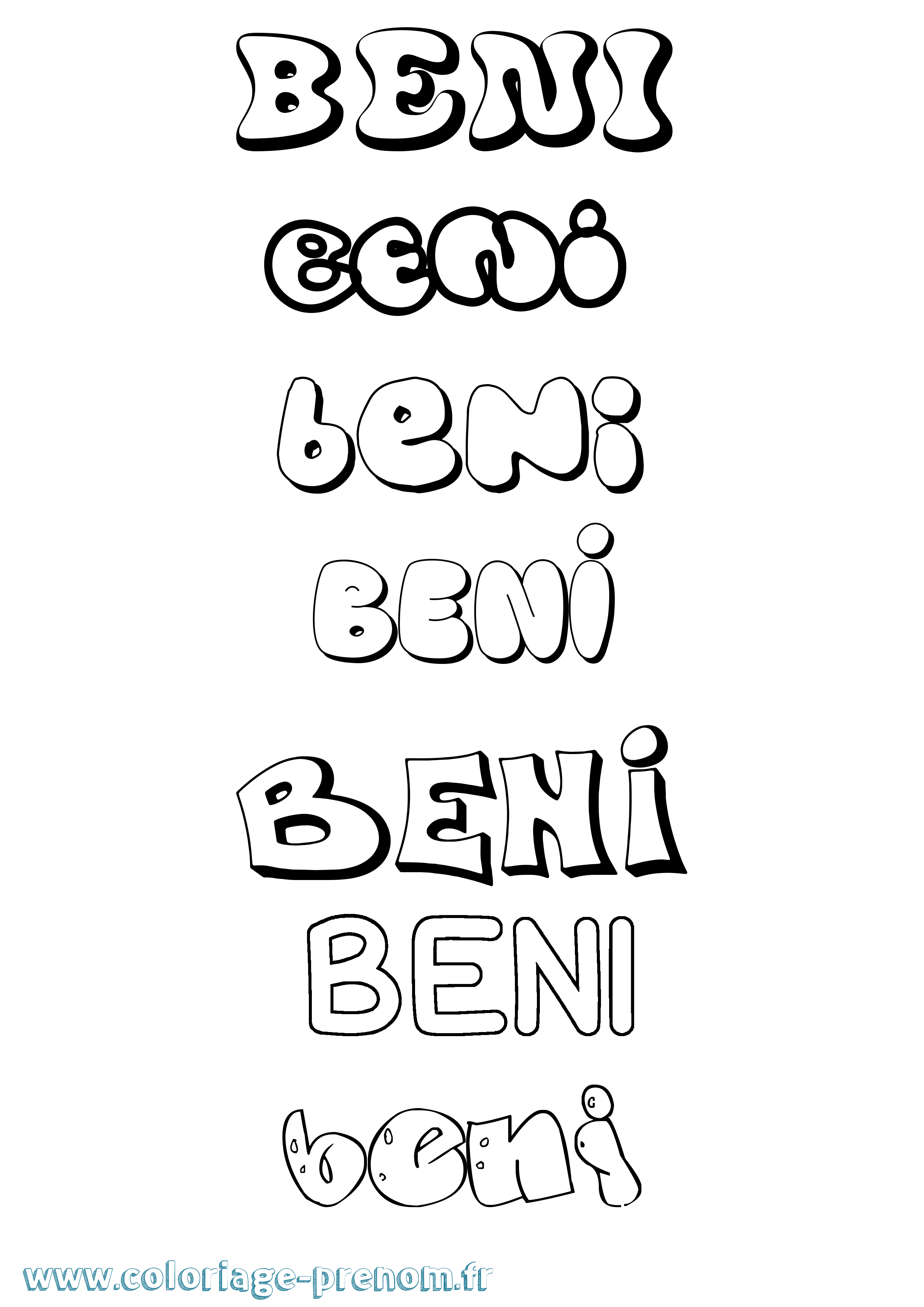 Coloriage prénom Beni Bubble