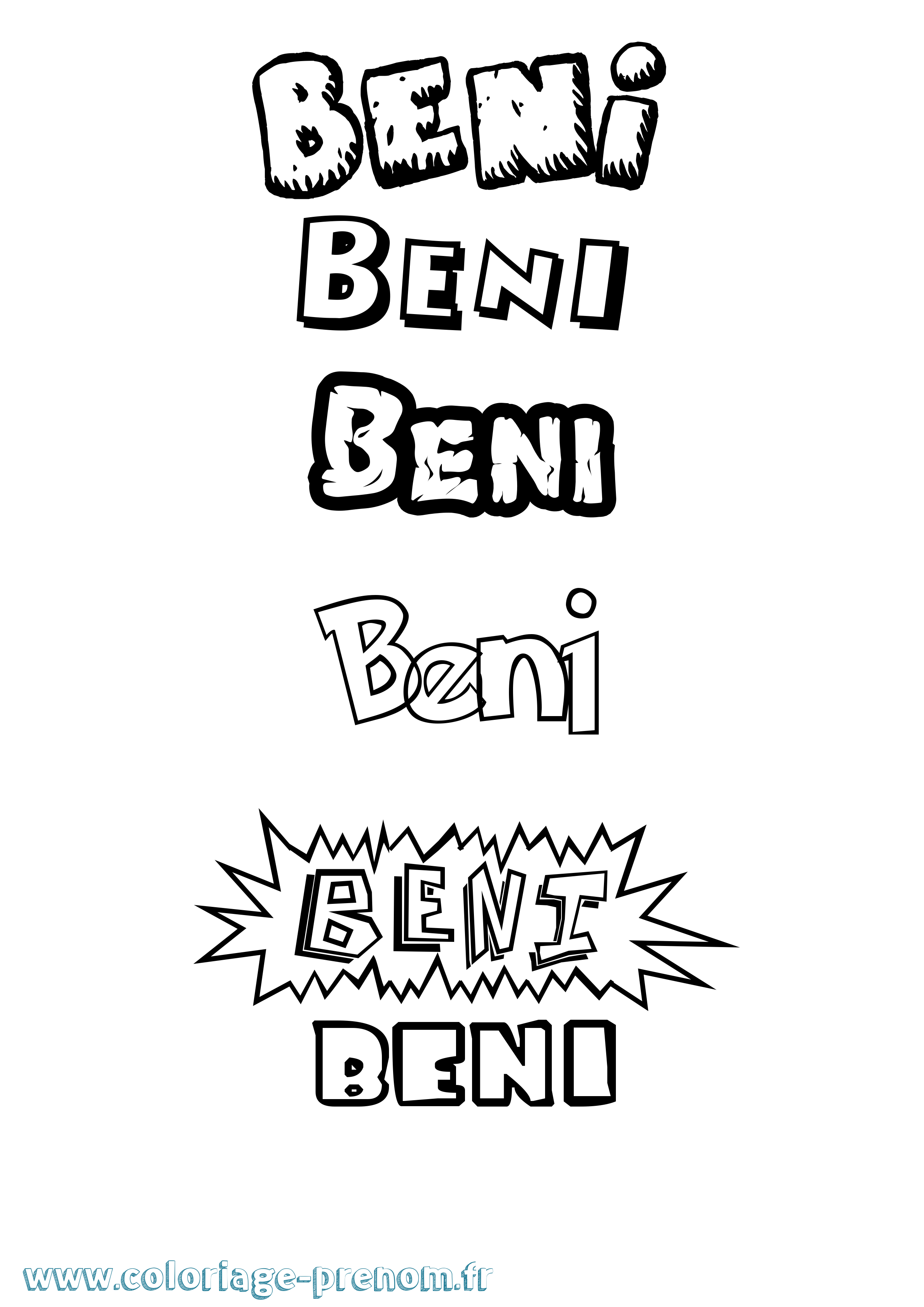 Coloriage prénom Beni Dessin Animé