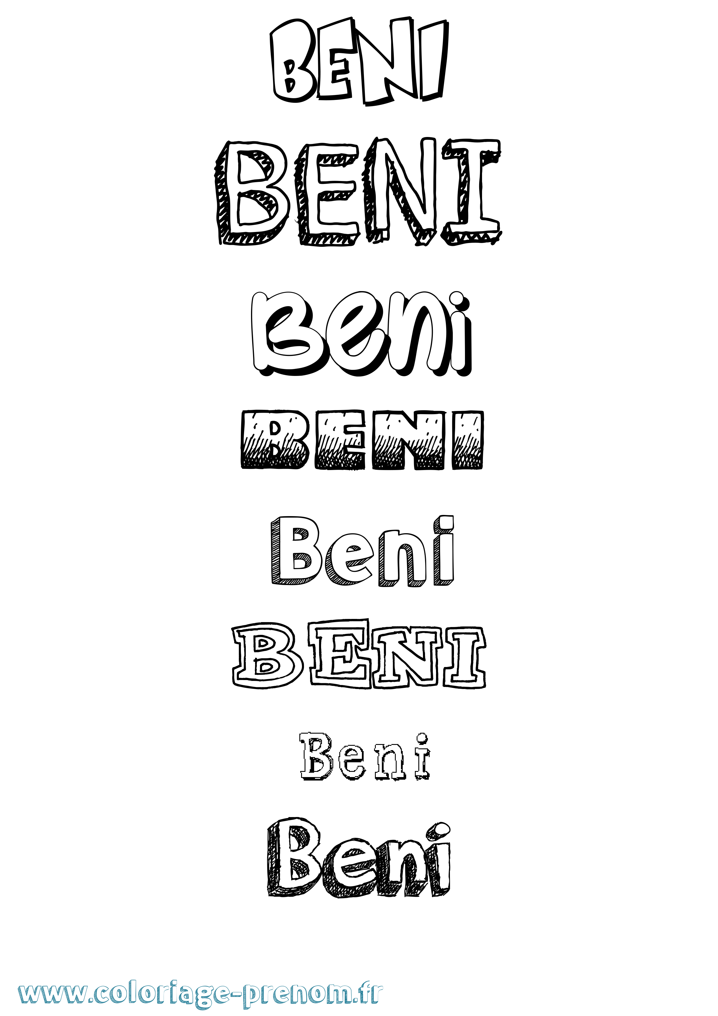 Coloriage prénom Beni Dessiné