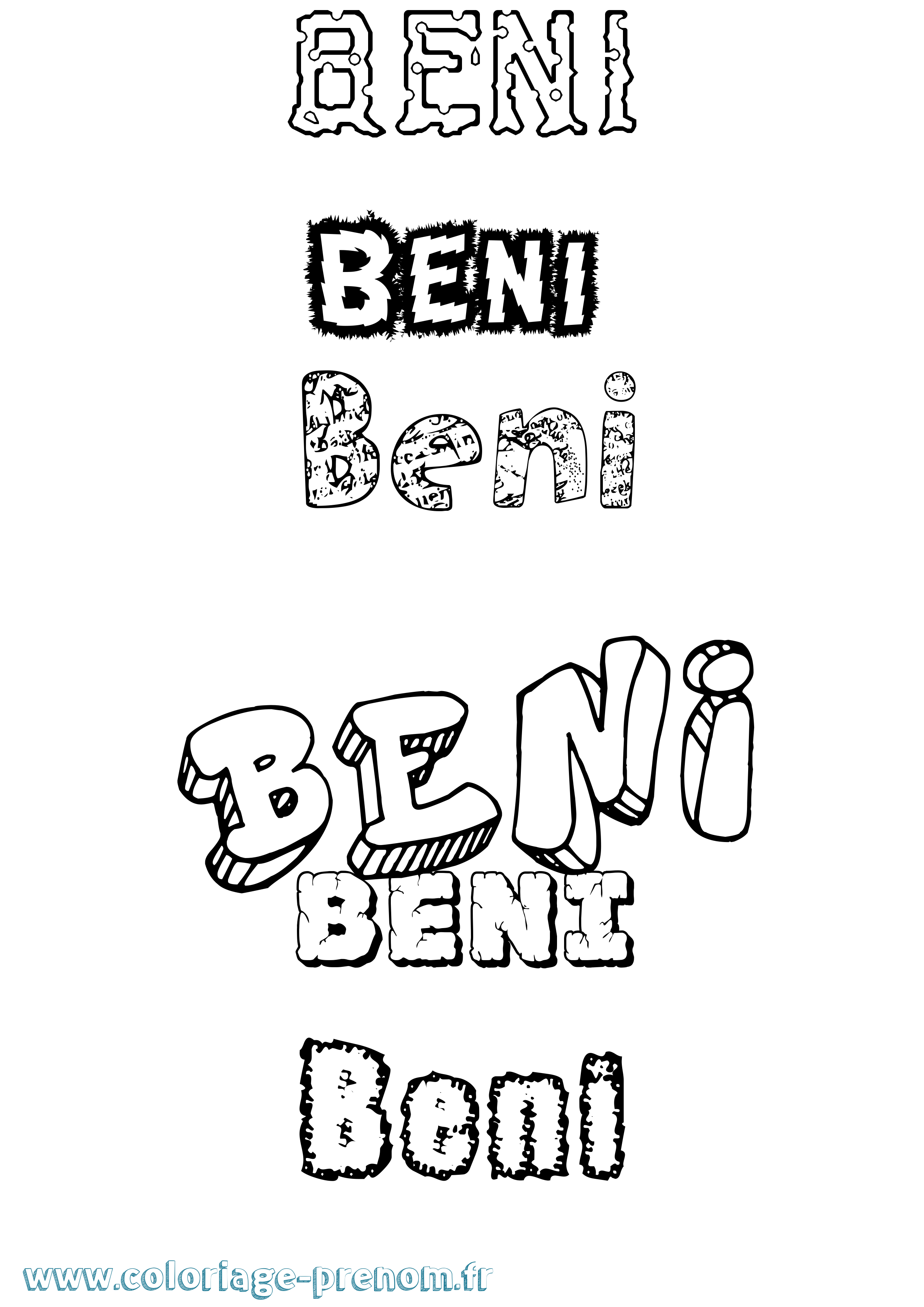 Coloriage prénom Beni Destructuré