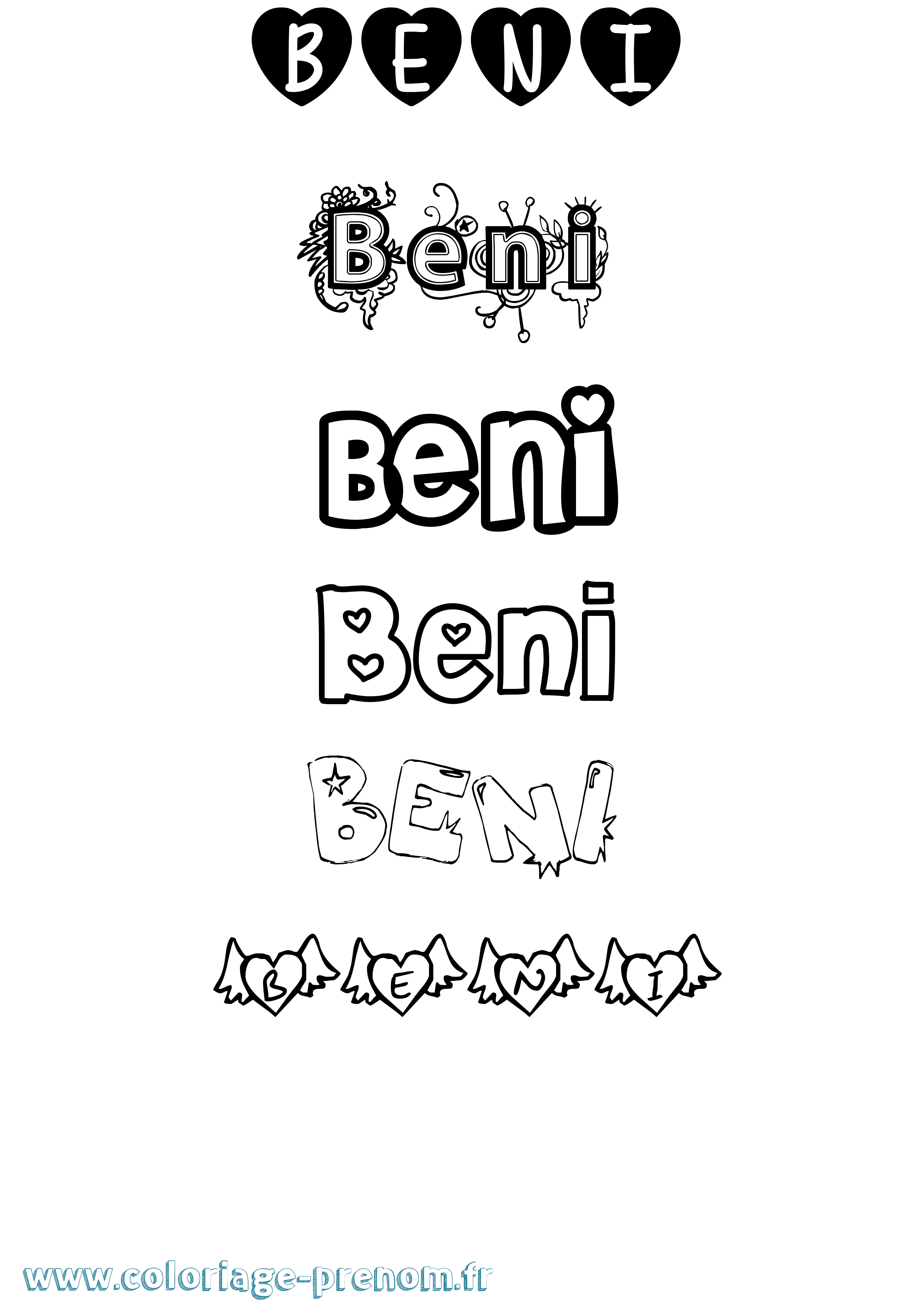 Coloriage prénom Beni Girly