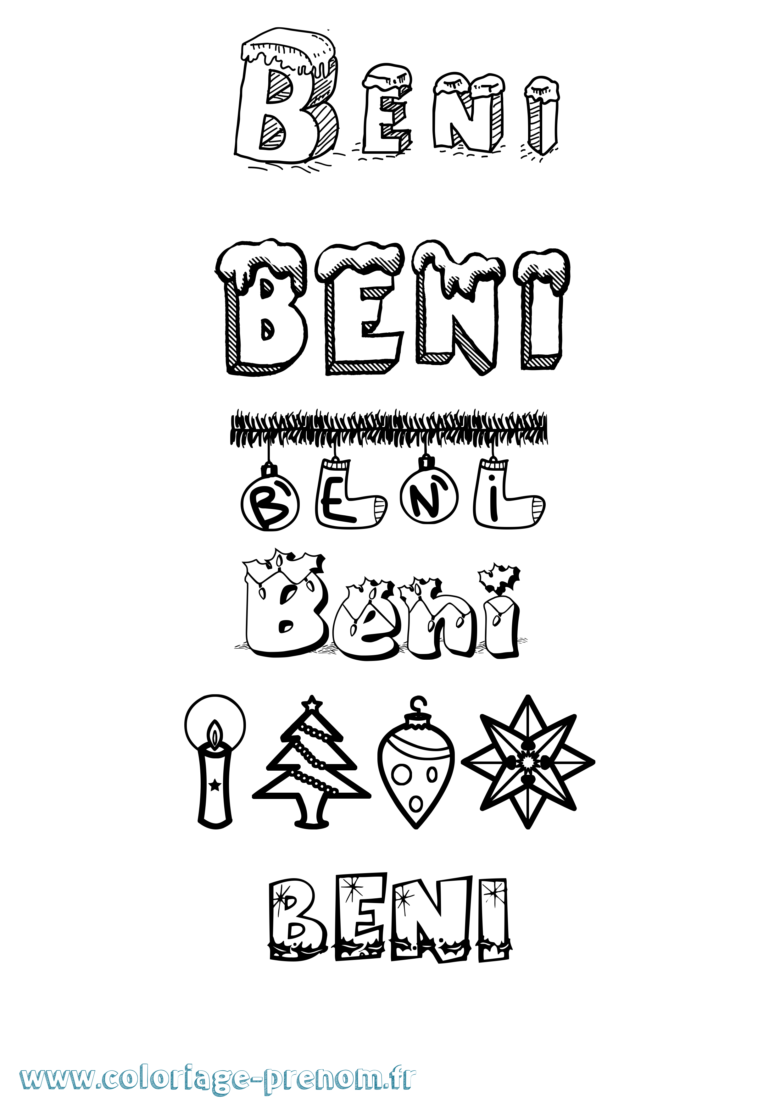 Coloriage prénom Beni Noël