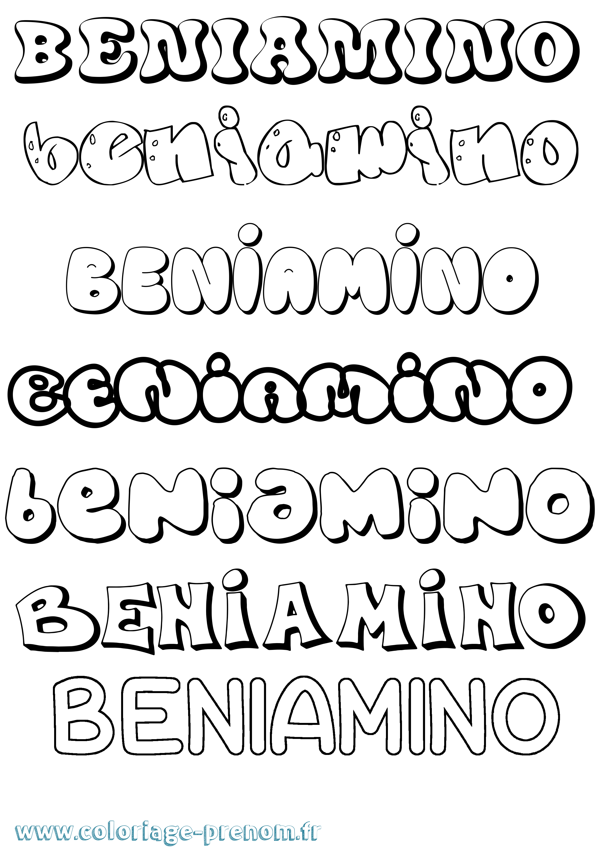 Coloriage prénom Beniamino Bubble