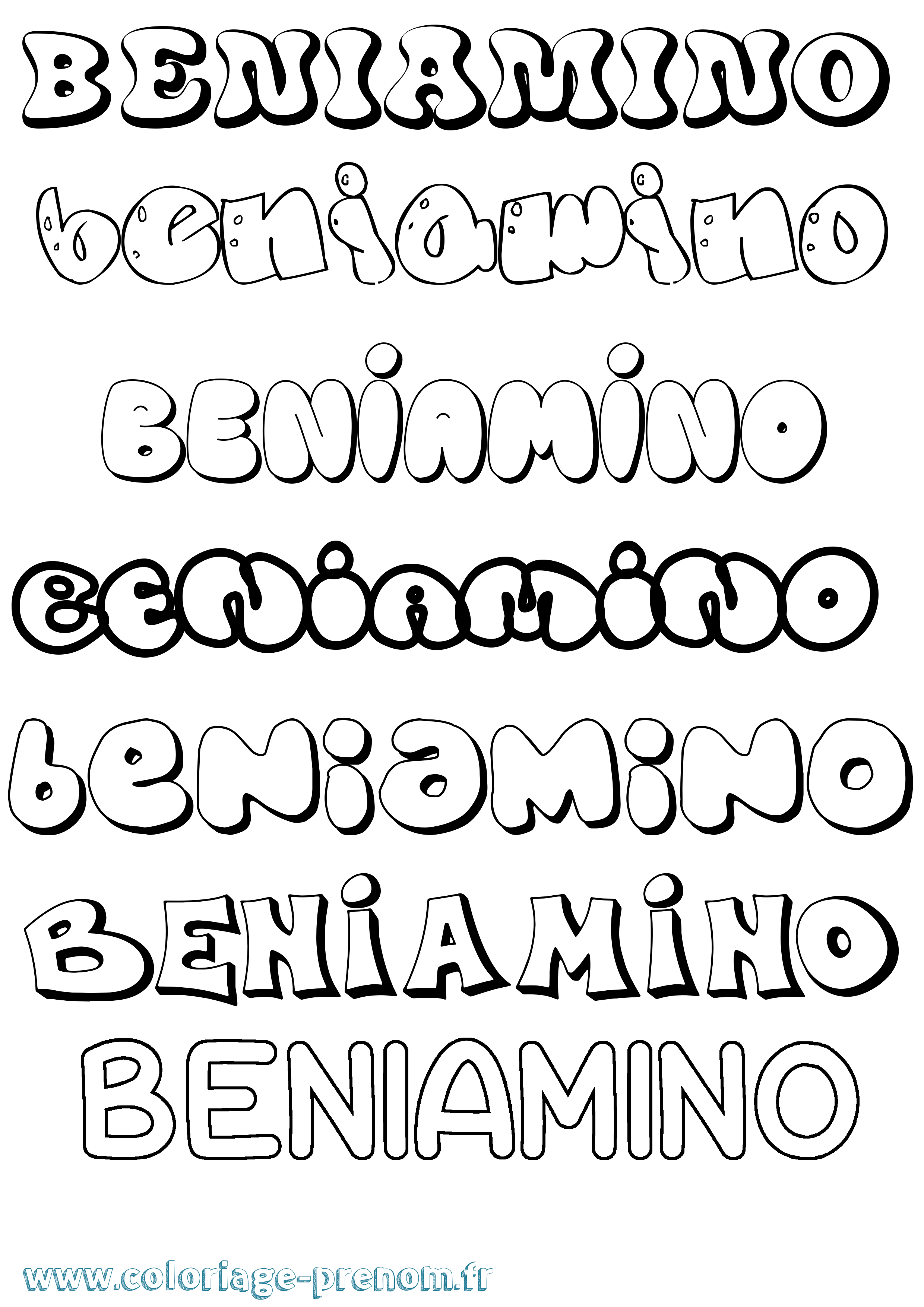 Coloriage Beniamino Bubble Coloriage prénom Beniamino Bubble