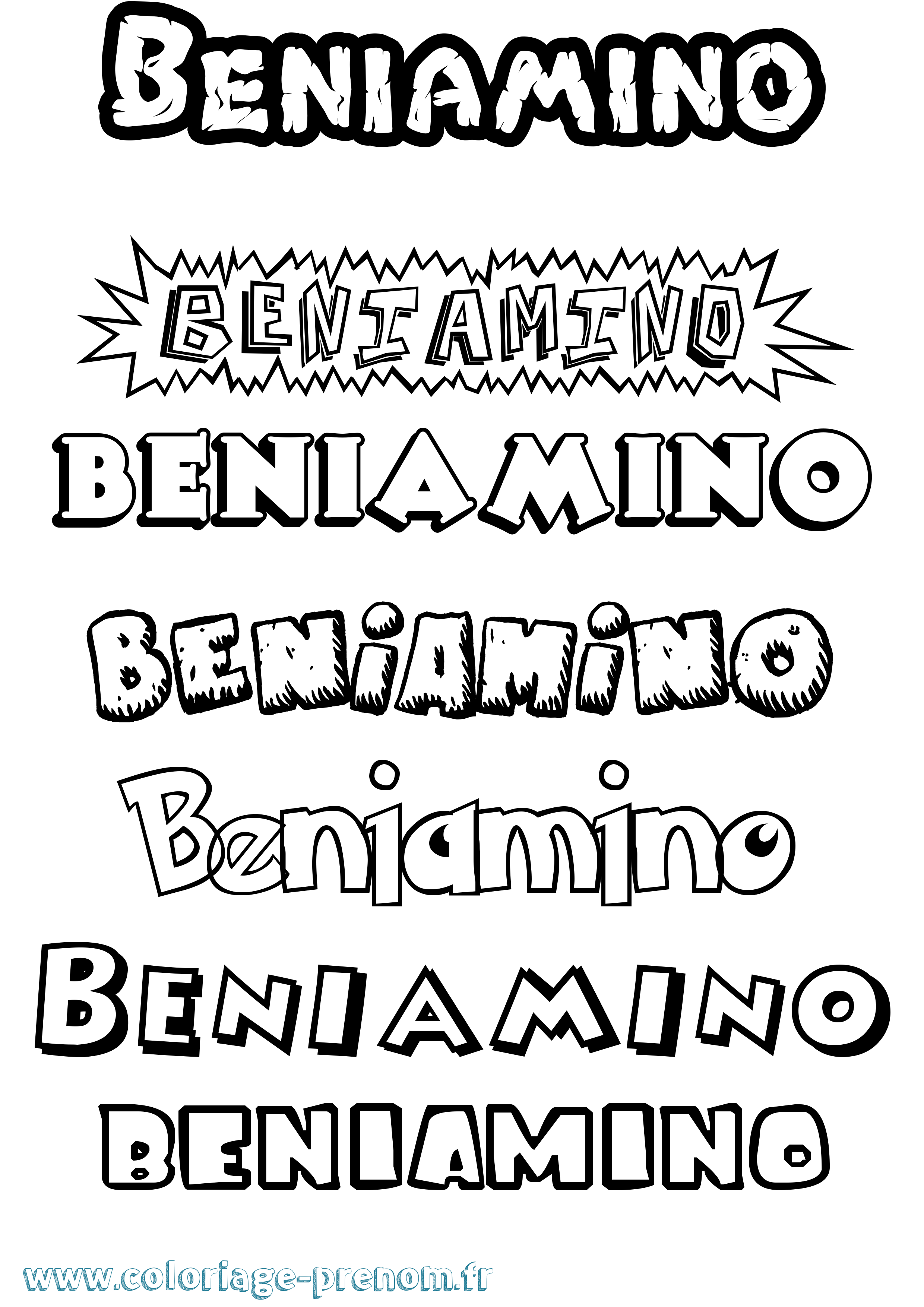 Coloriage prénom Beniamino Dessin Animé