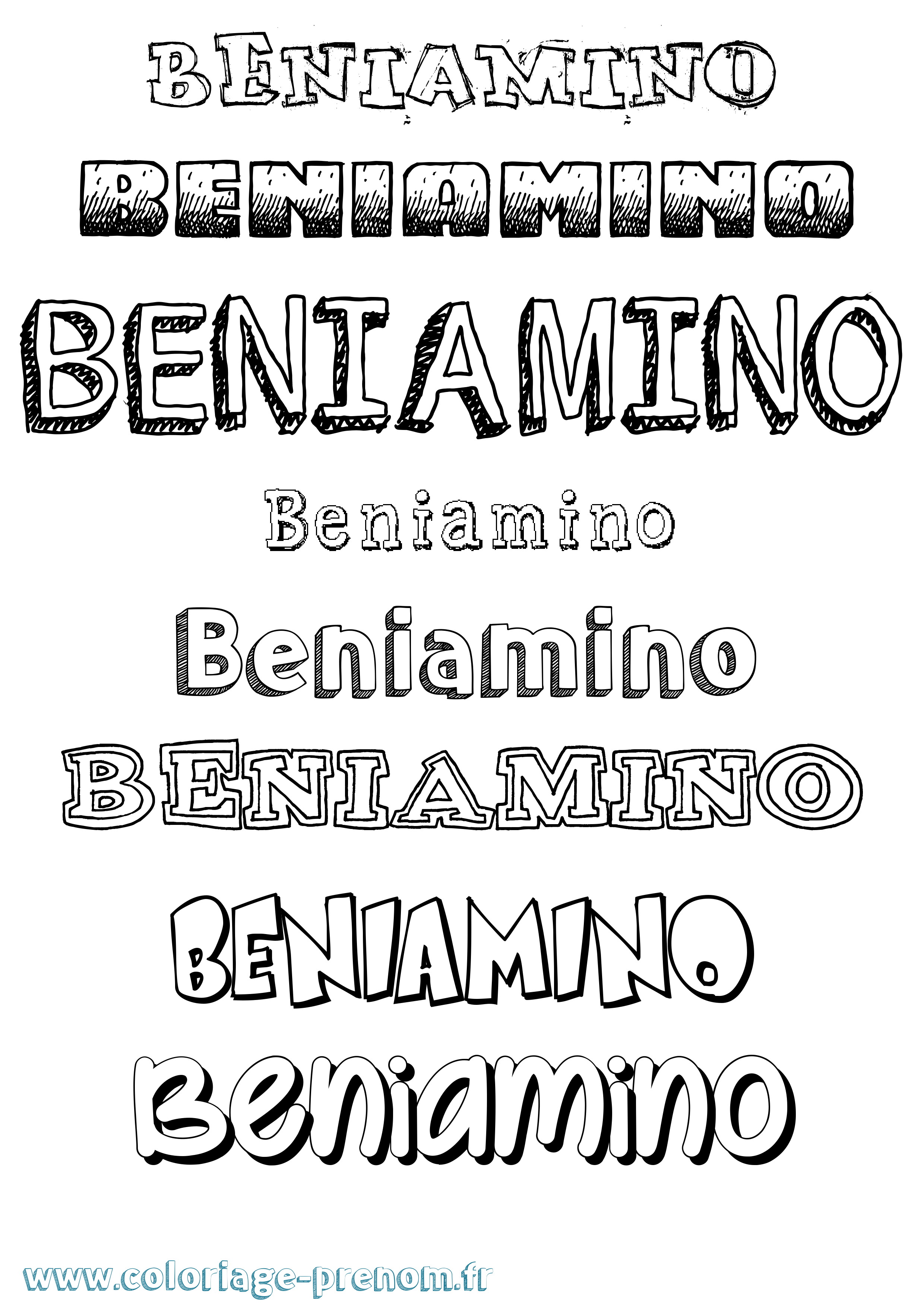 Coloriage prénom Beniamino Dessiné