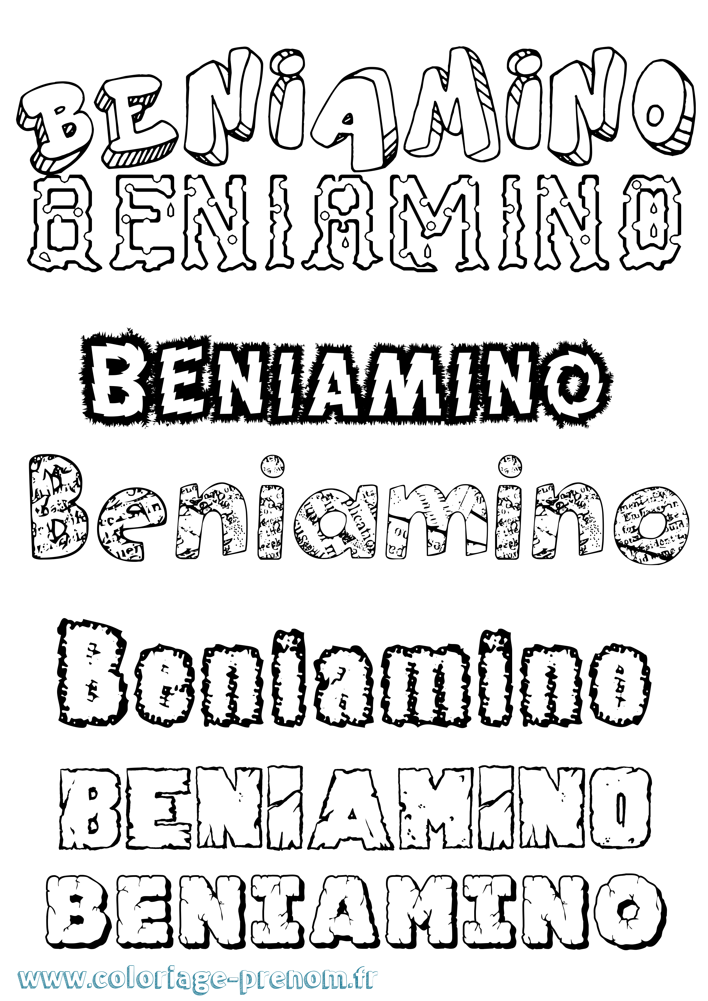Coloriage Beniamino Destructuré Coloriage prénom Beniamino Destructuré