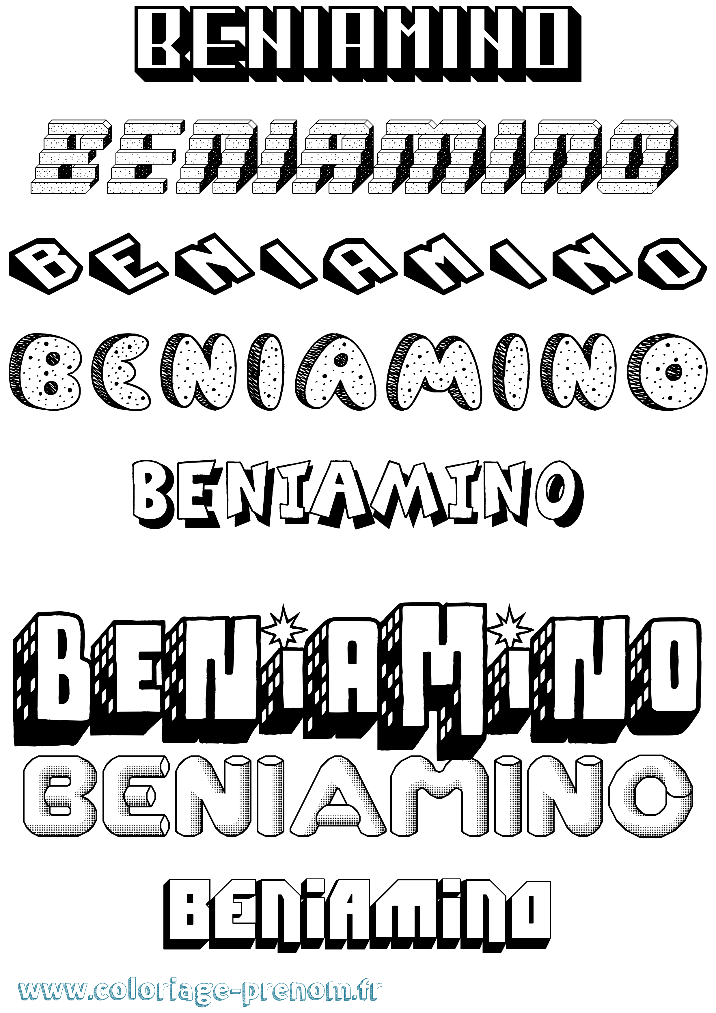 Coloriage prénom Beniamino Effet 3D