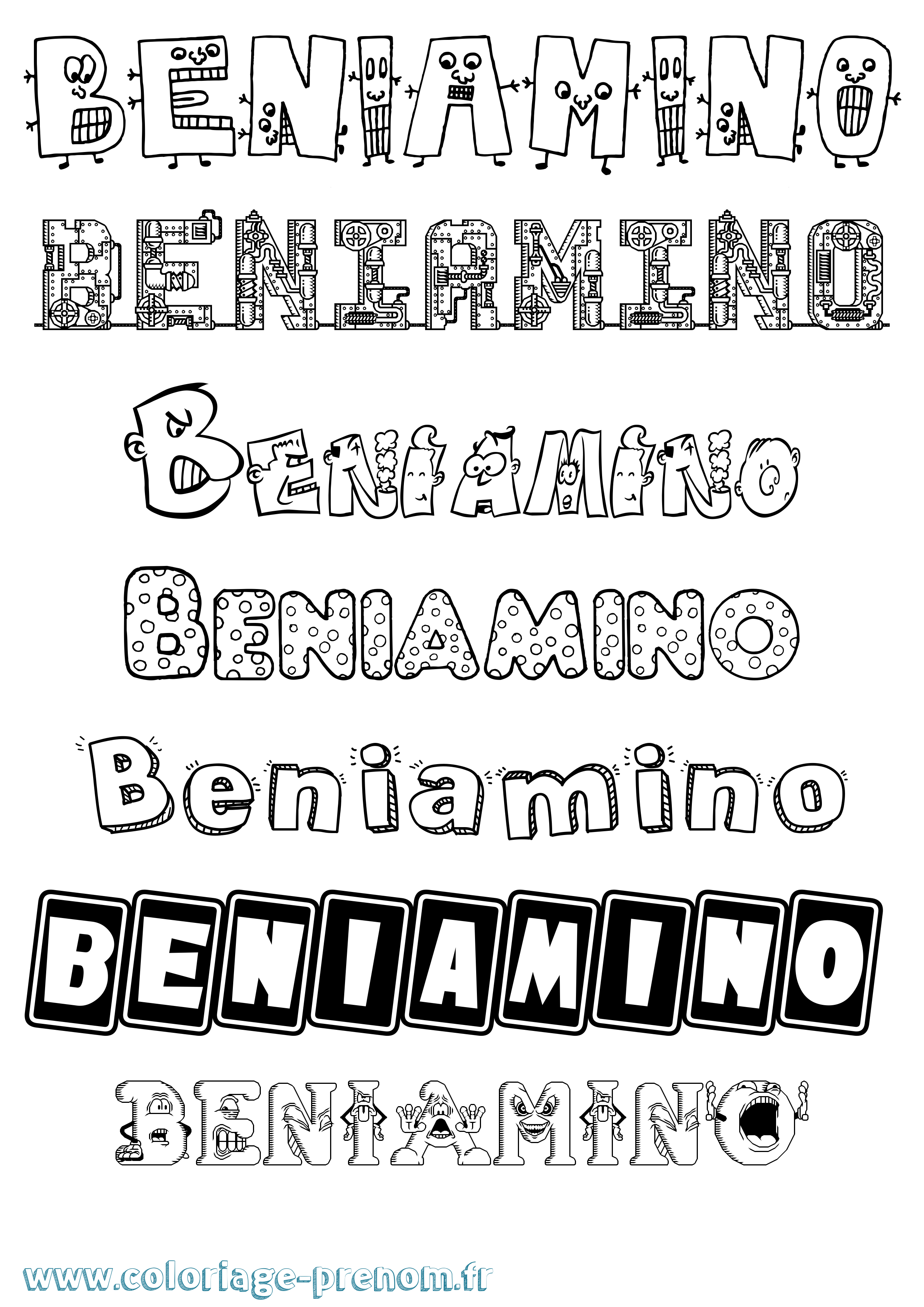 Coloriage prénom Beniamino Fun