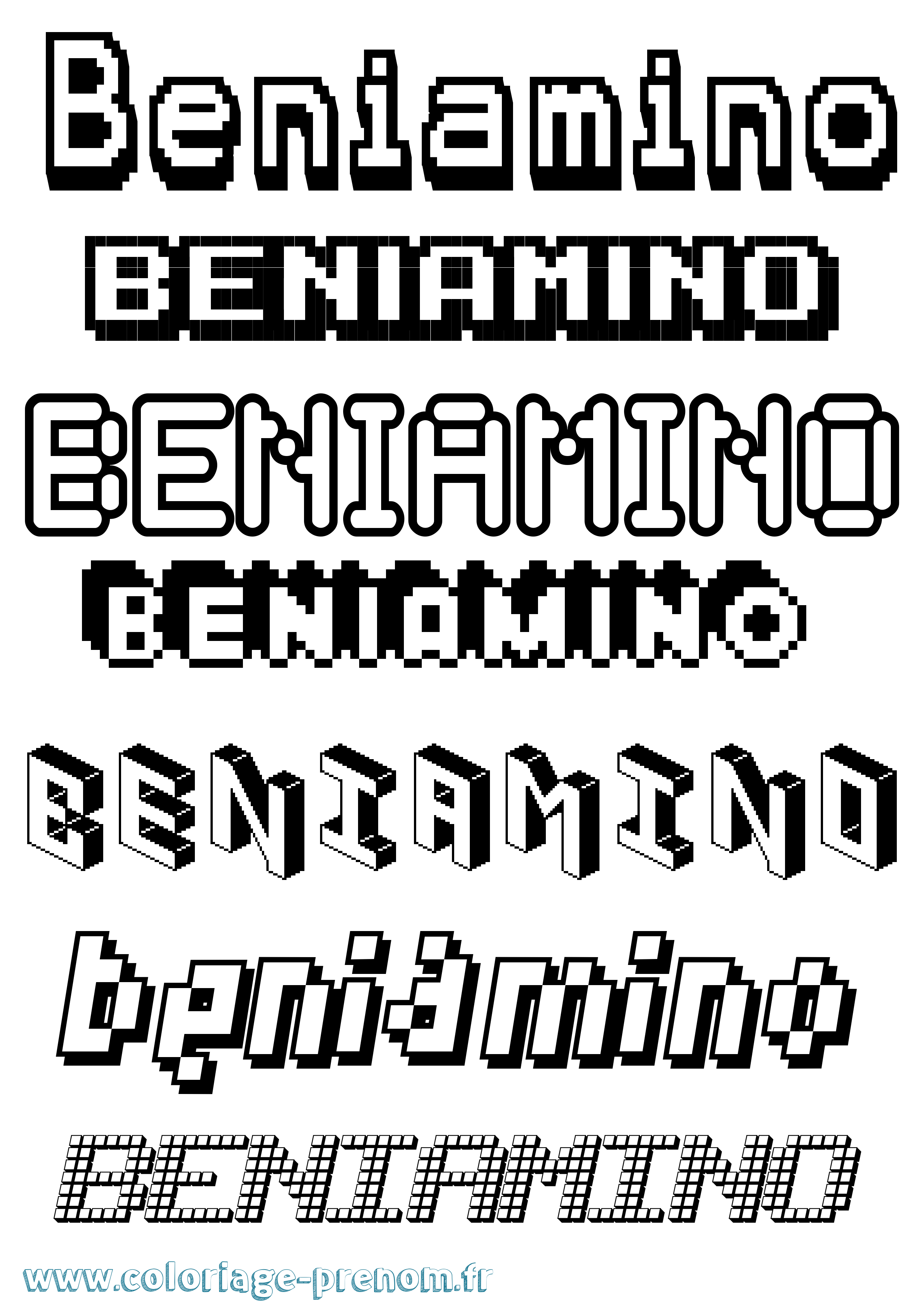 Coloriage Beniamino Pixel Coloriage prénom Beniamino Pixel