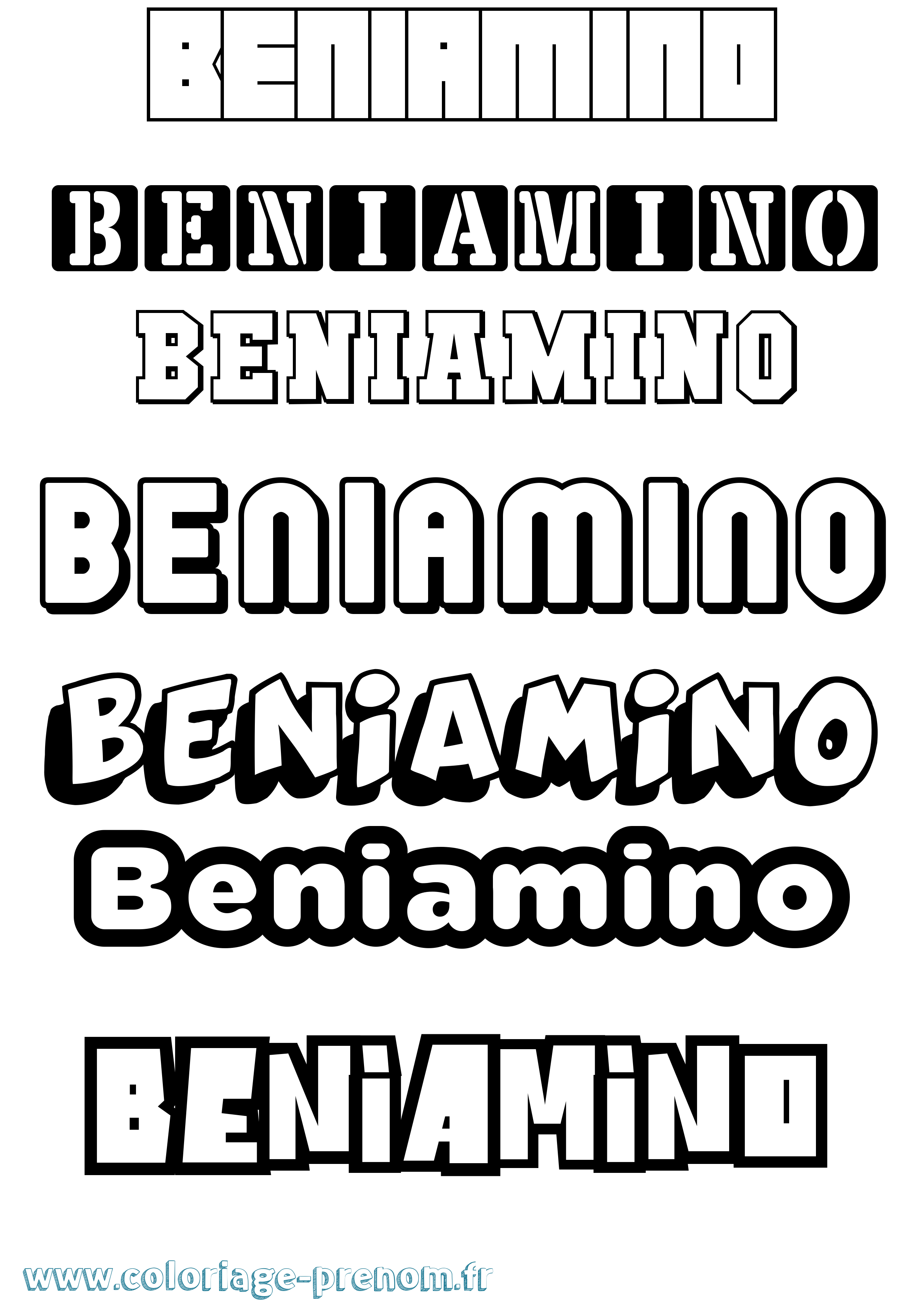 Coloriage prénom Beniamino Simple