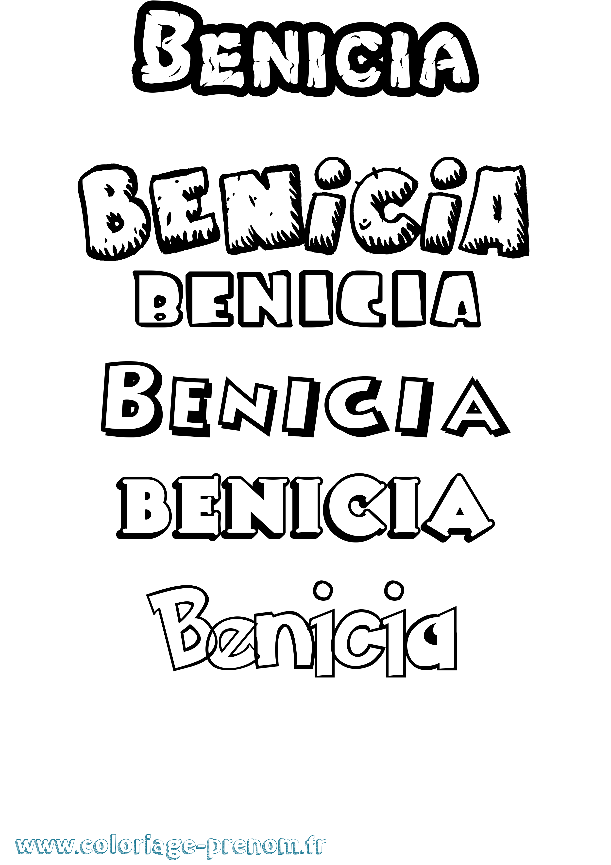 Coloriage prénom Benicia Dessin Animé