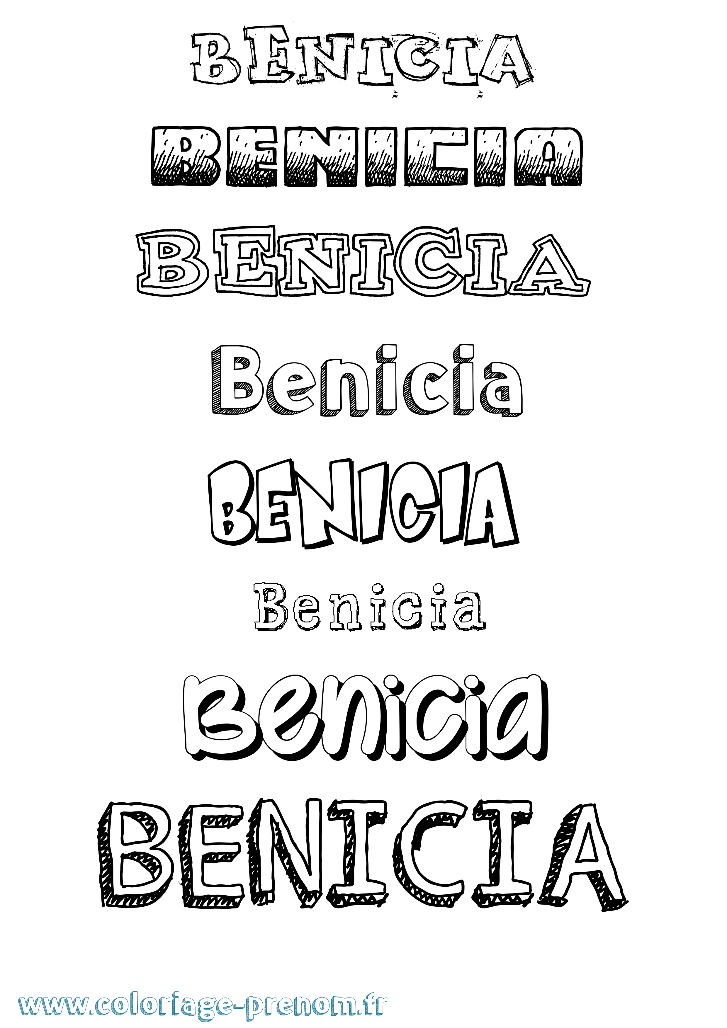 Coloriage prénom Benicia Dessiné
