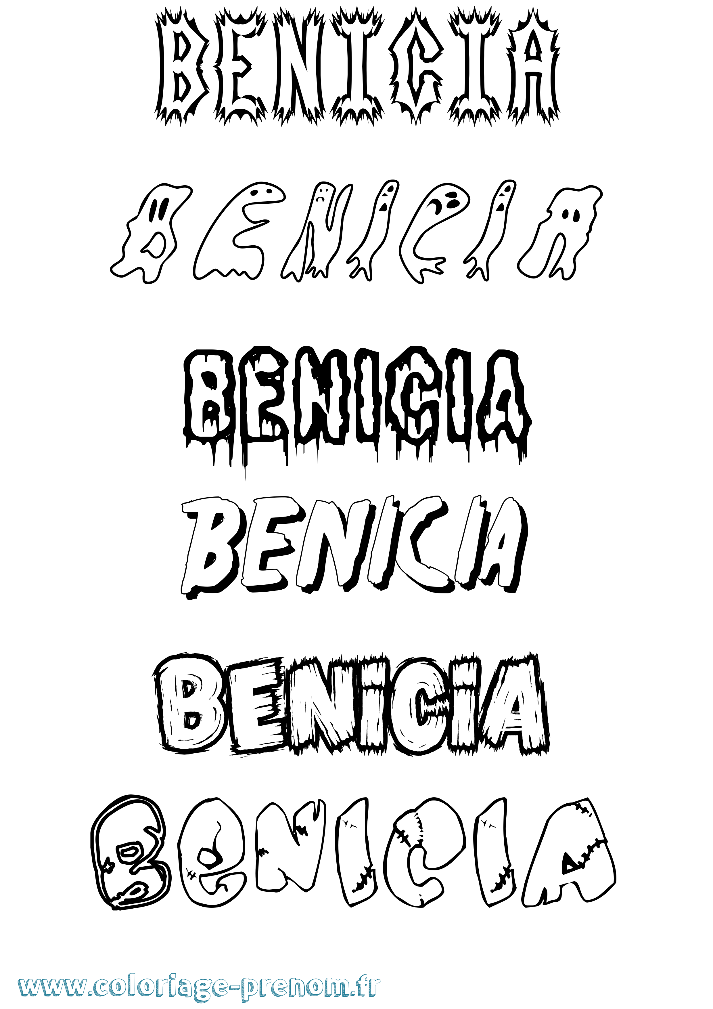Coloriage prénom Benicia Frisson