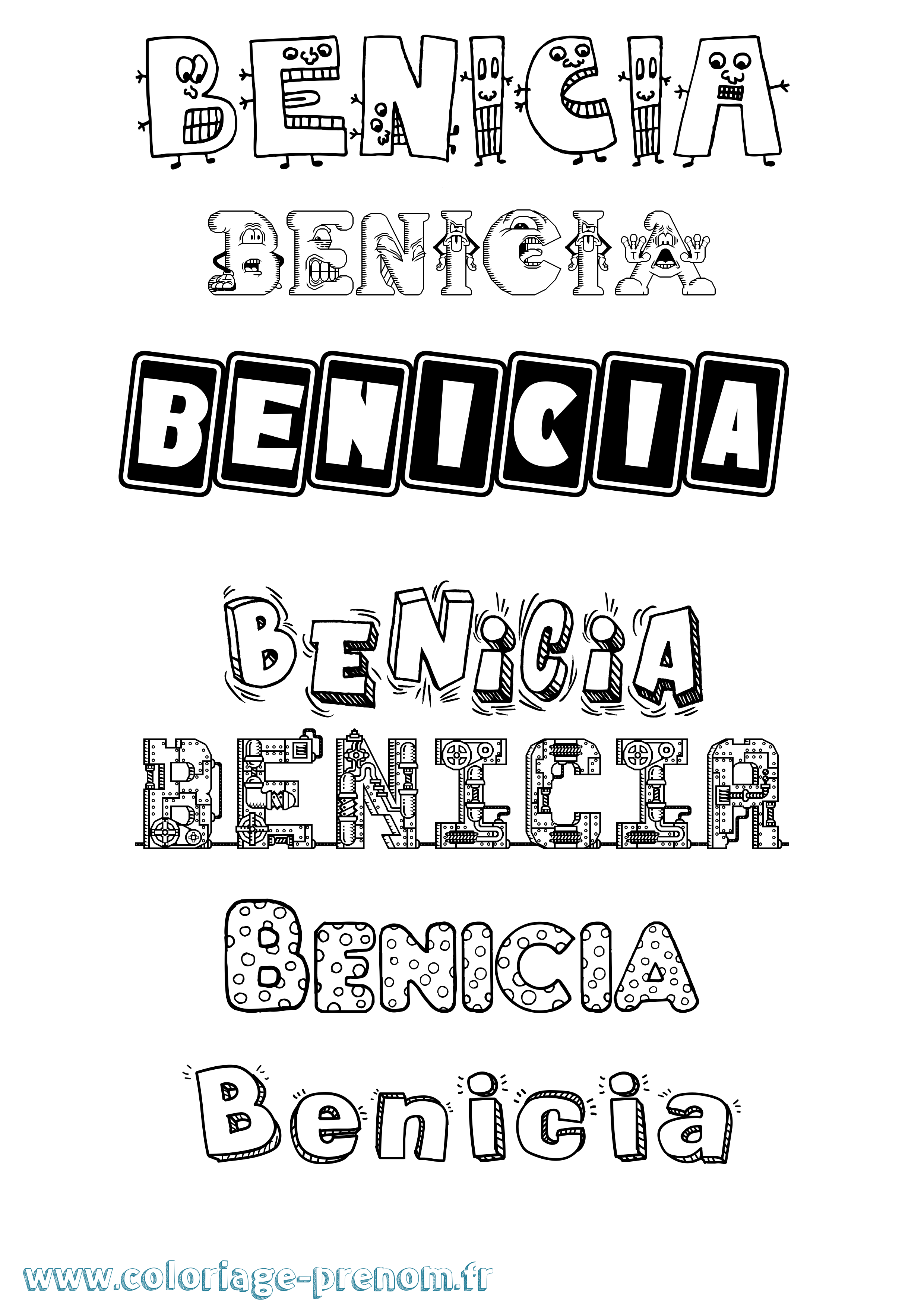Coloriage prénom Benicia Fun