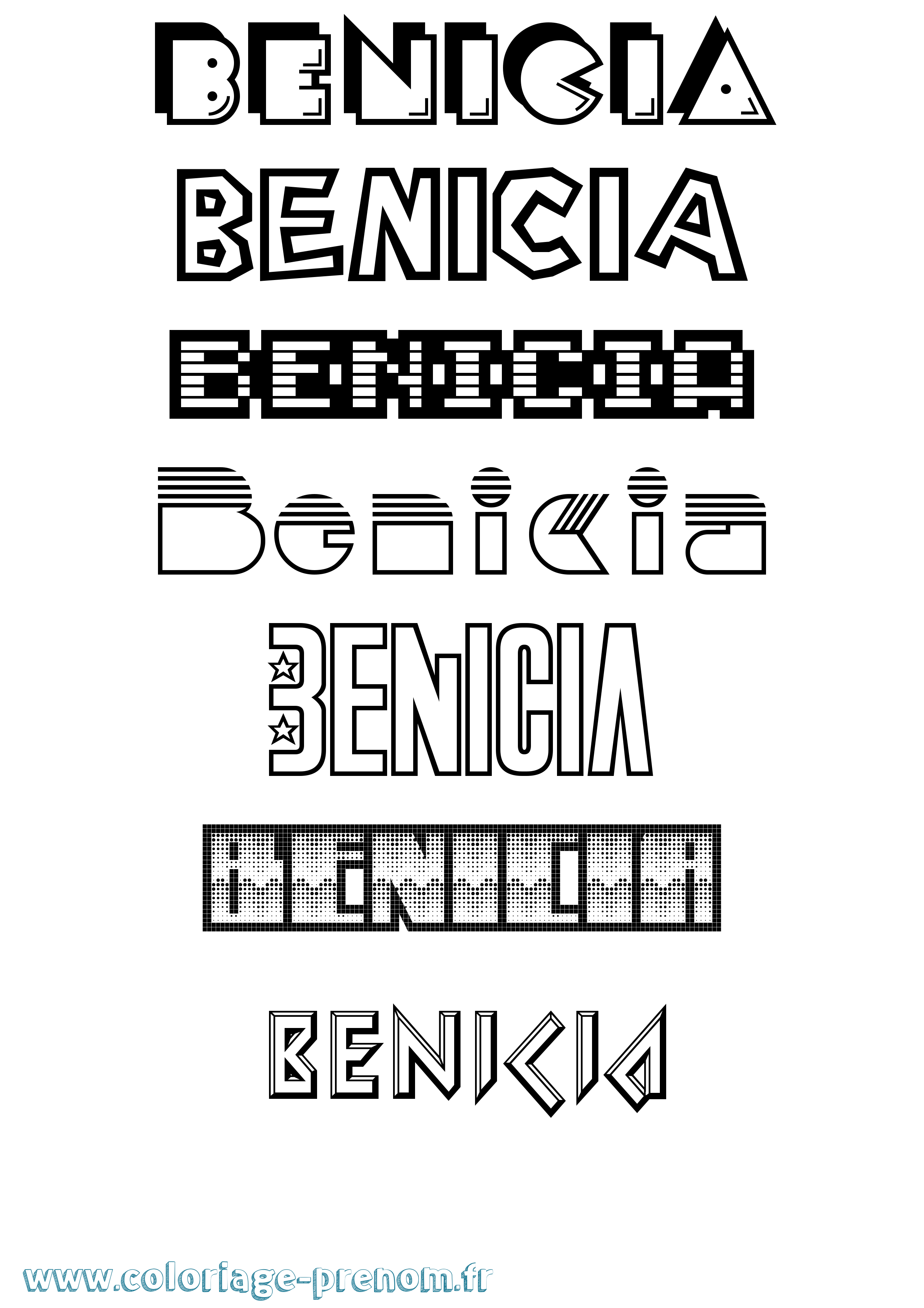 Coloriage prénom Benicia Jeux Vidéos