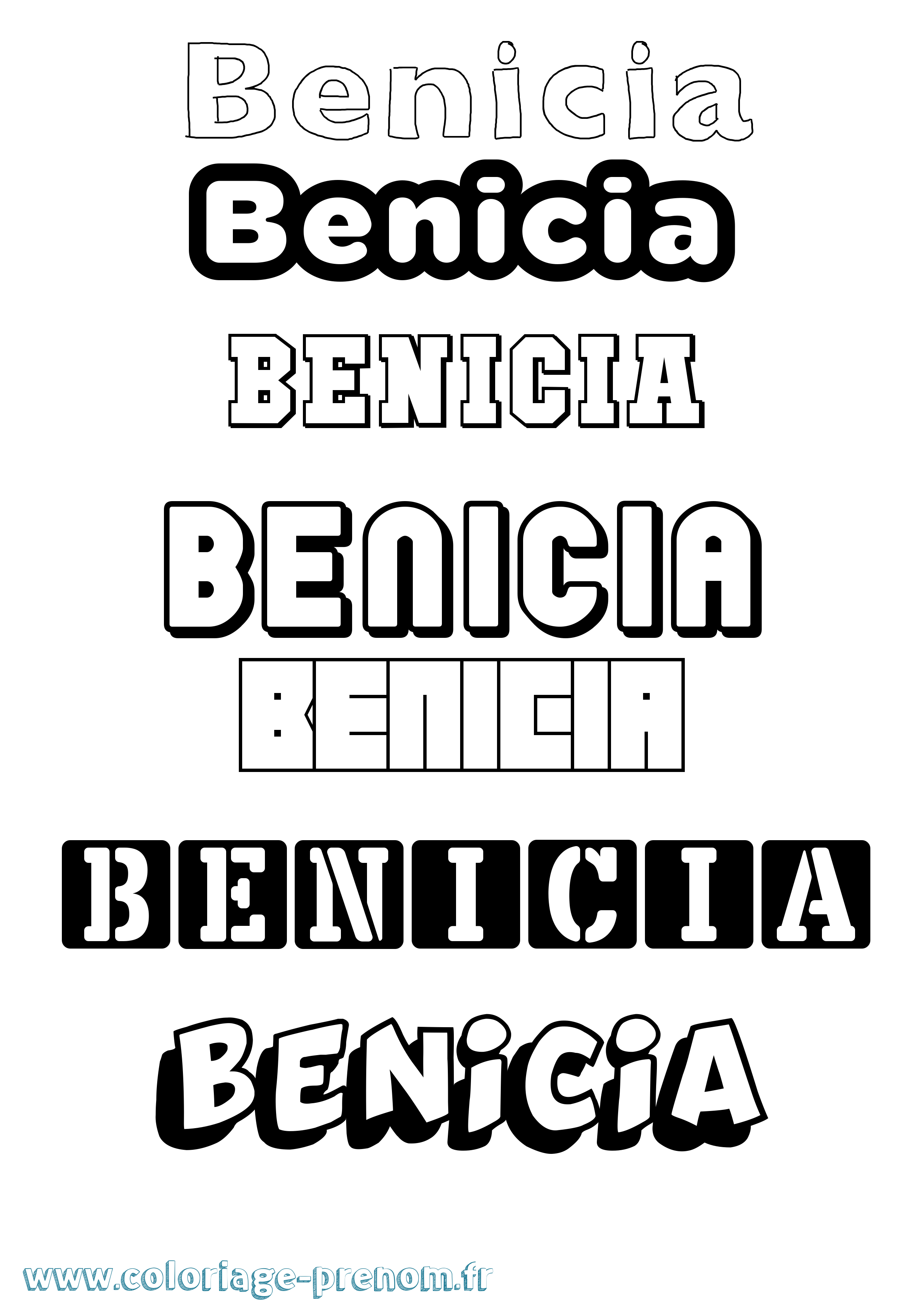 Coloriage prénom Benicia Simple