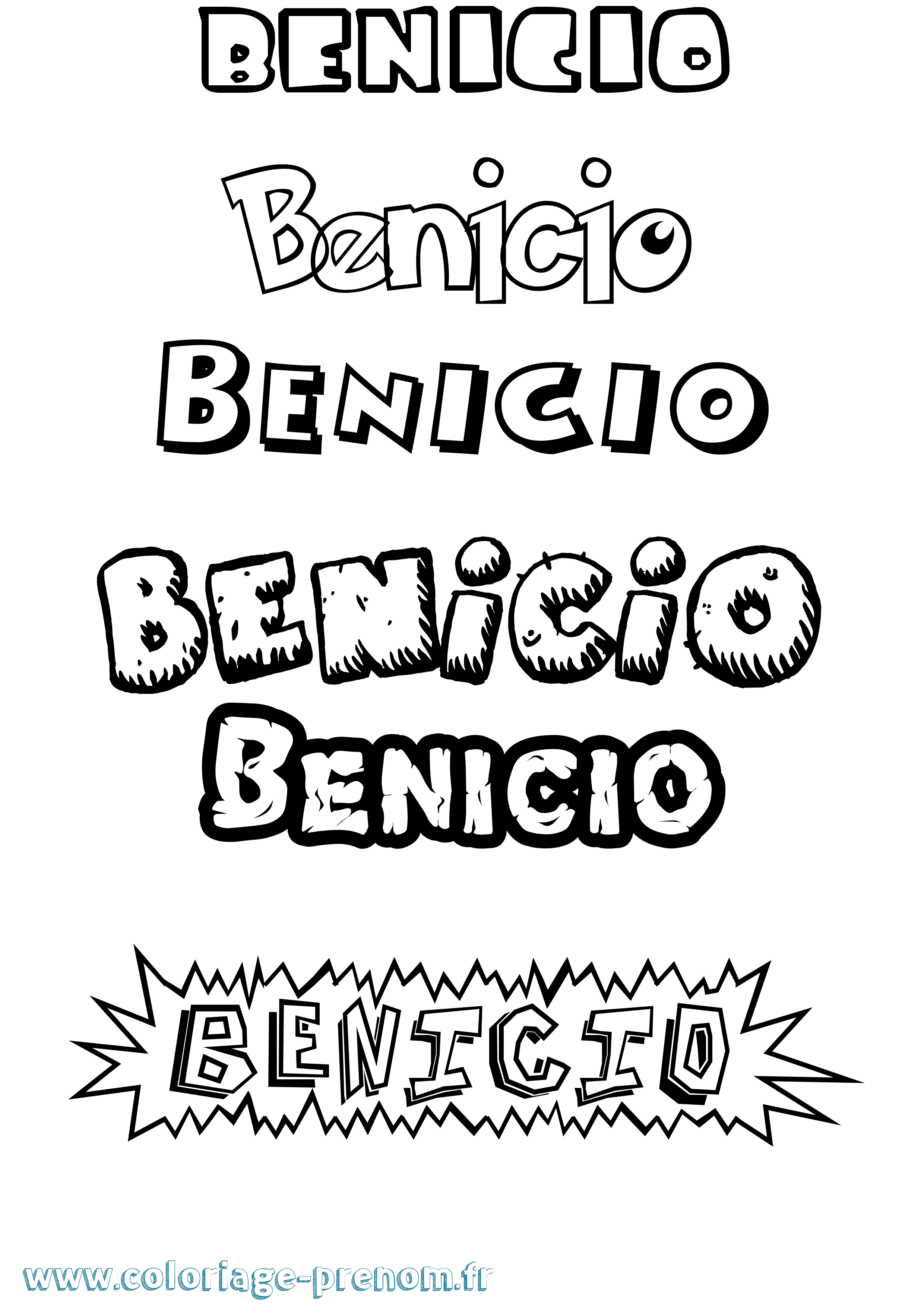 Coloriage prénom Benicio Dessin Animé