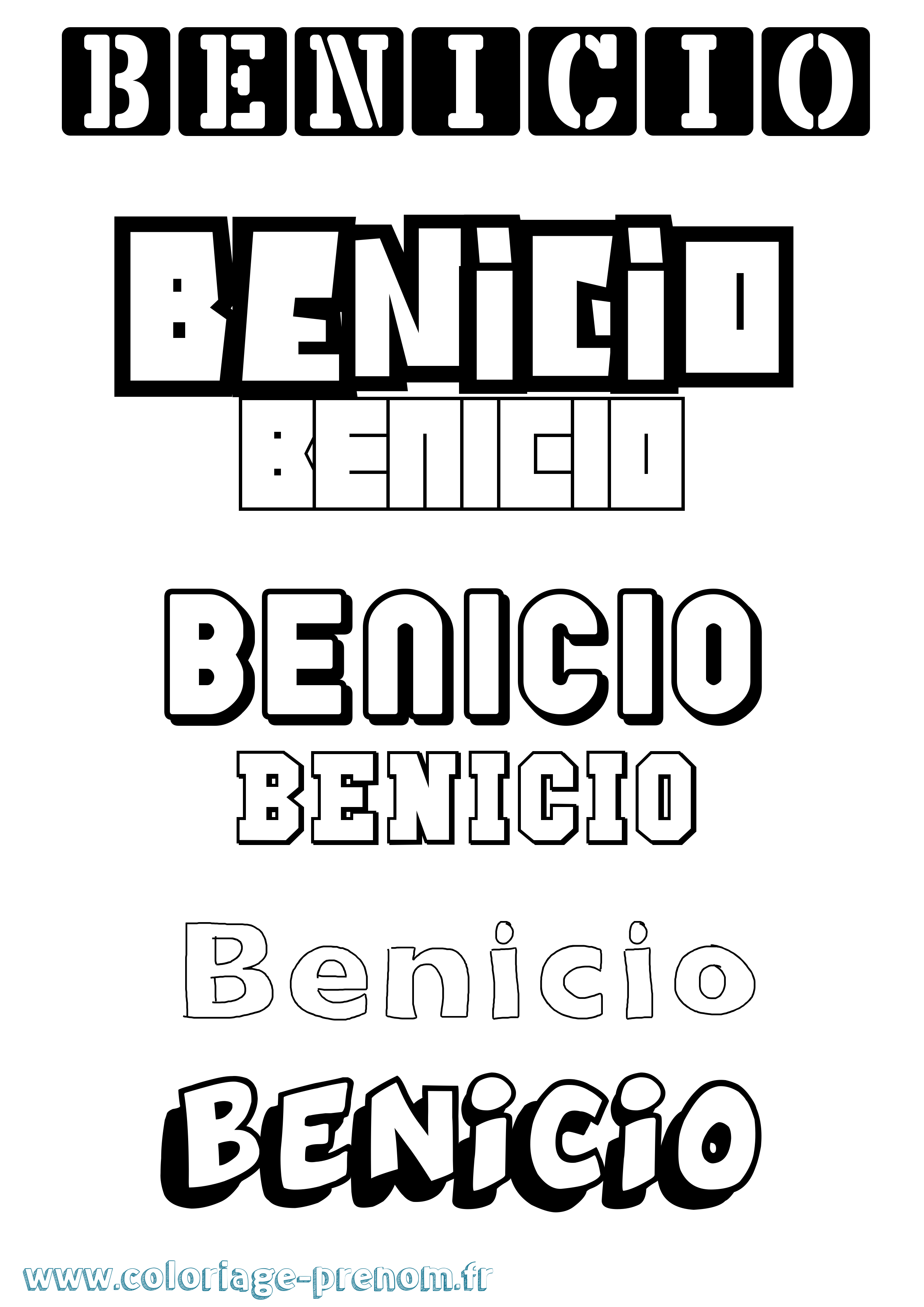 Coloriage prénom Benicio Simple