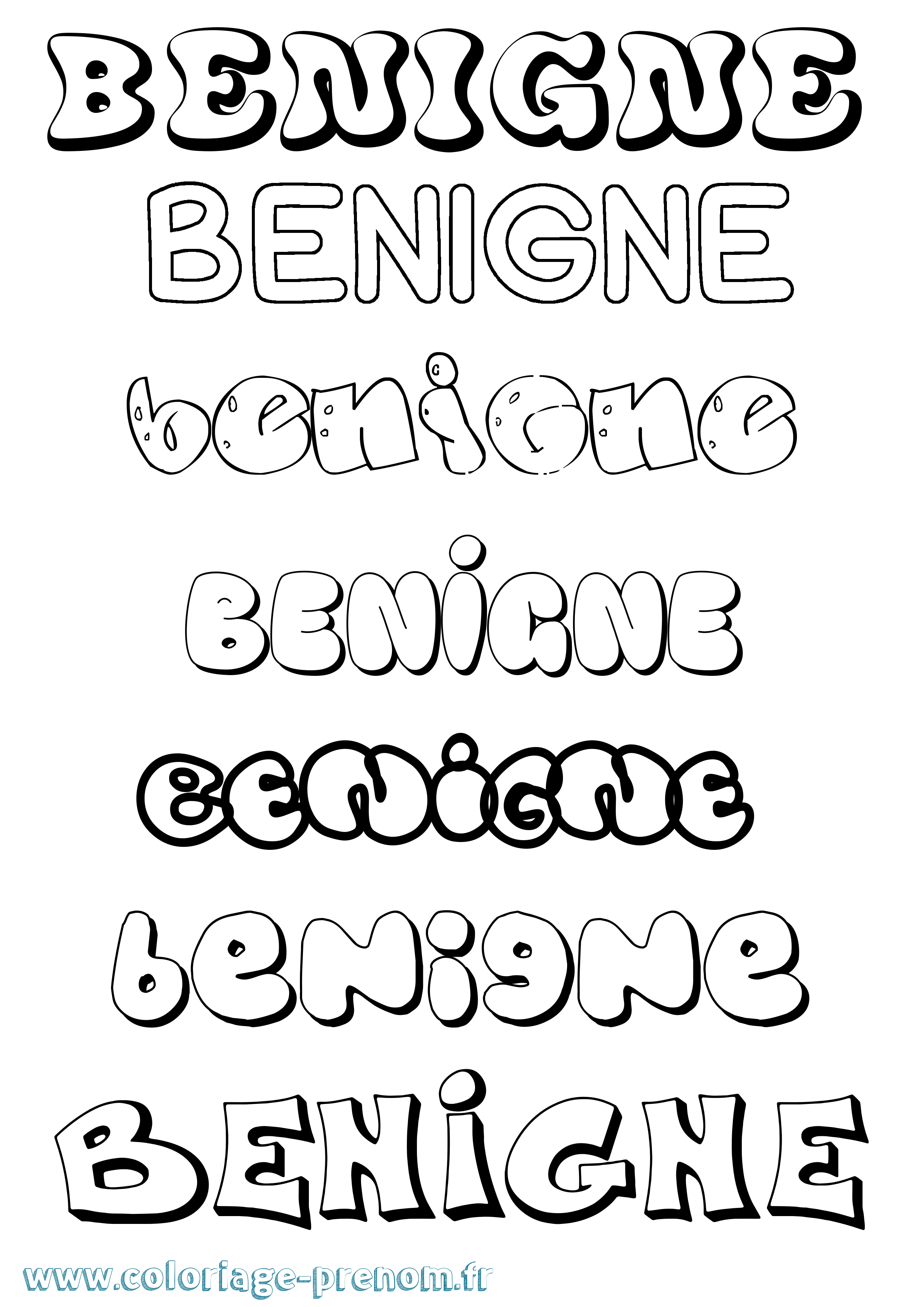 Coloriage Benigne Bubble Coloriage prénom Benigne Bubble