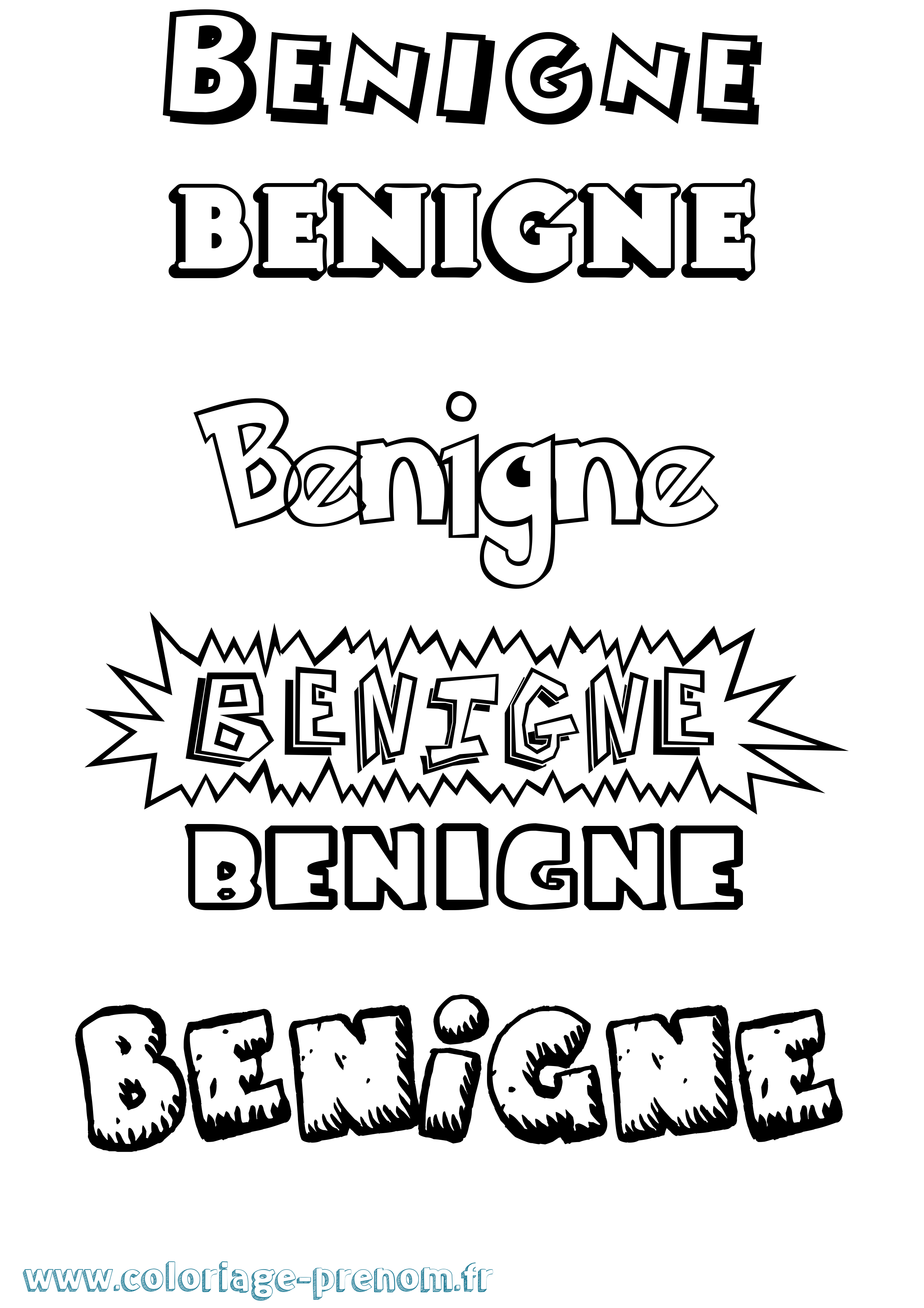 Coloriage Benigne Dessin Animé Coloriage prénom Benigne Dessin Animé