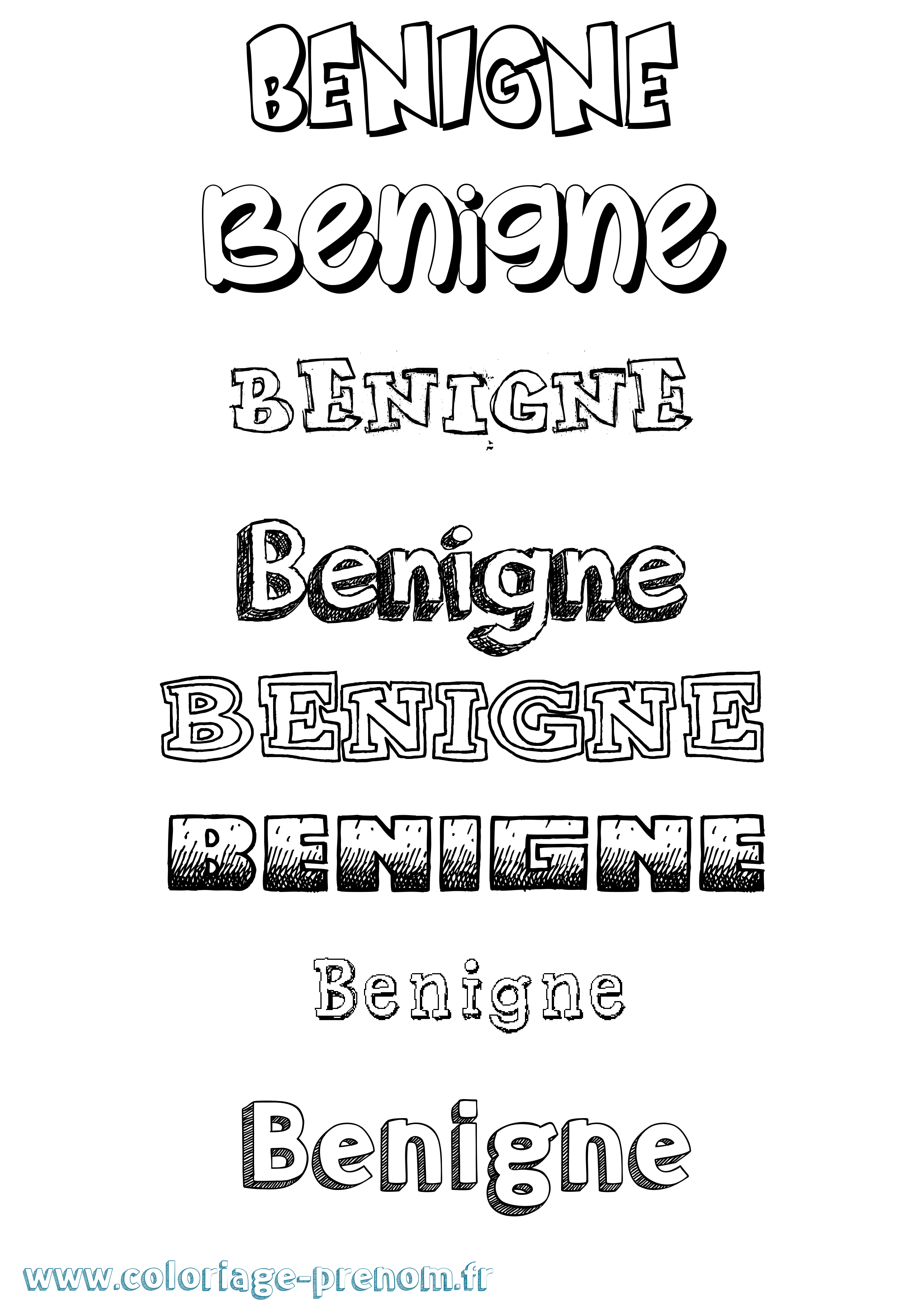 Coloriage Benigne Dessiné Coloriage prénom Benigne Dessiné