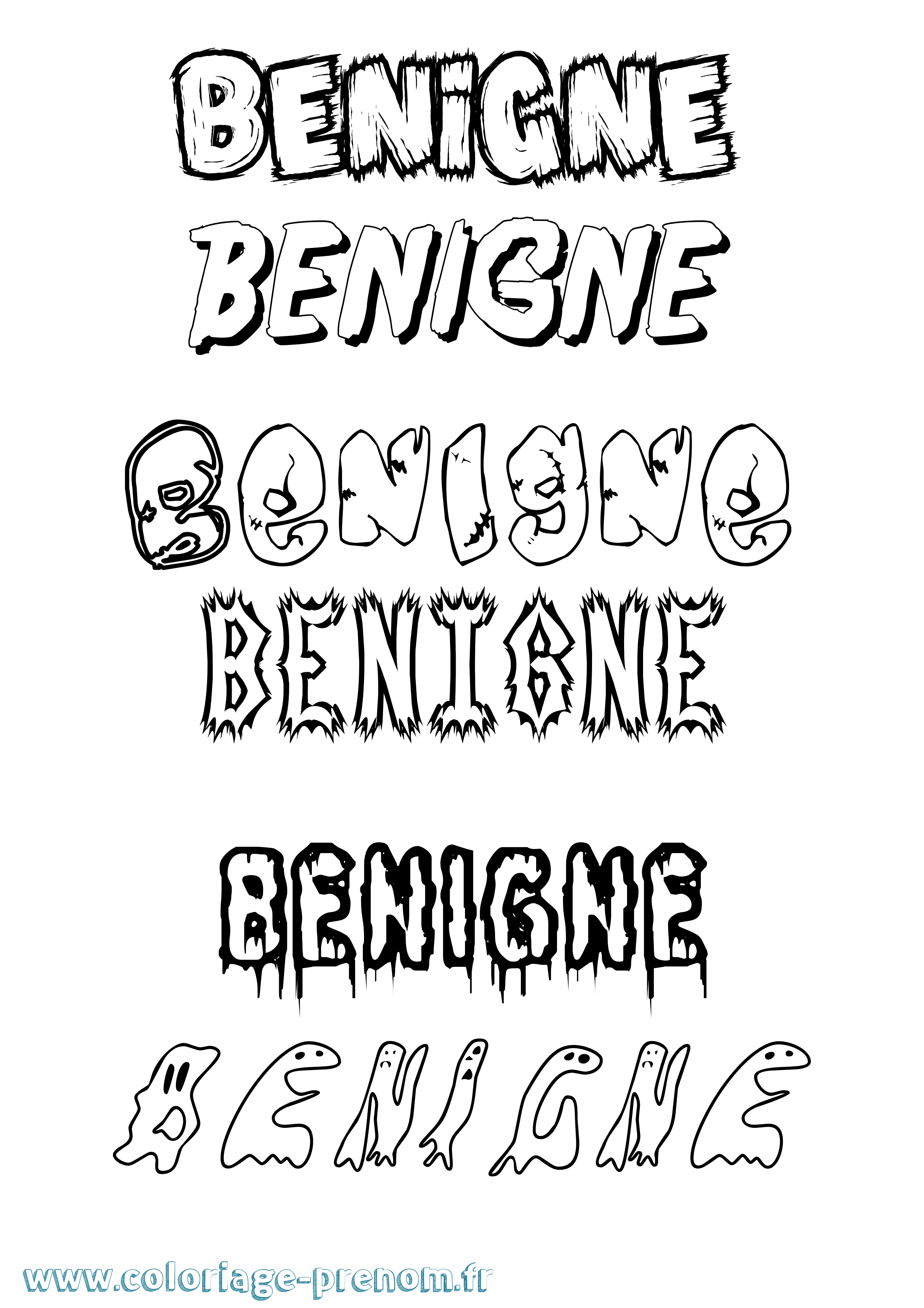Coloriage Benigne Frisson Coloriage prénom Benigne Frisson