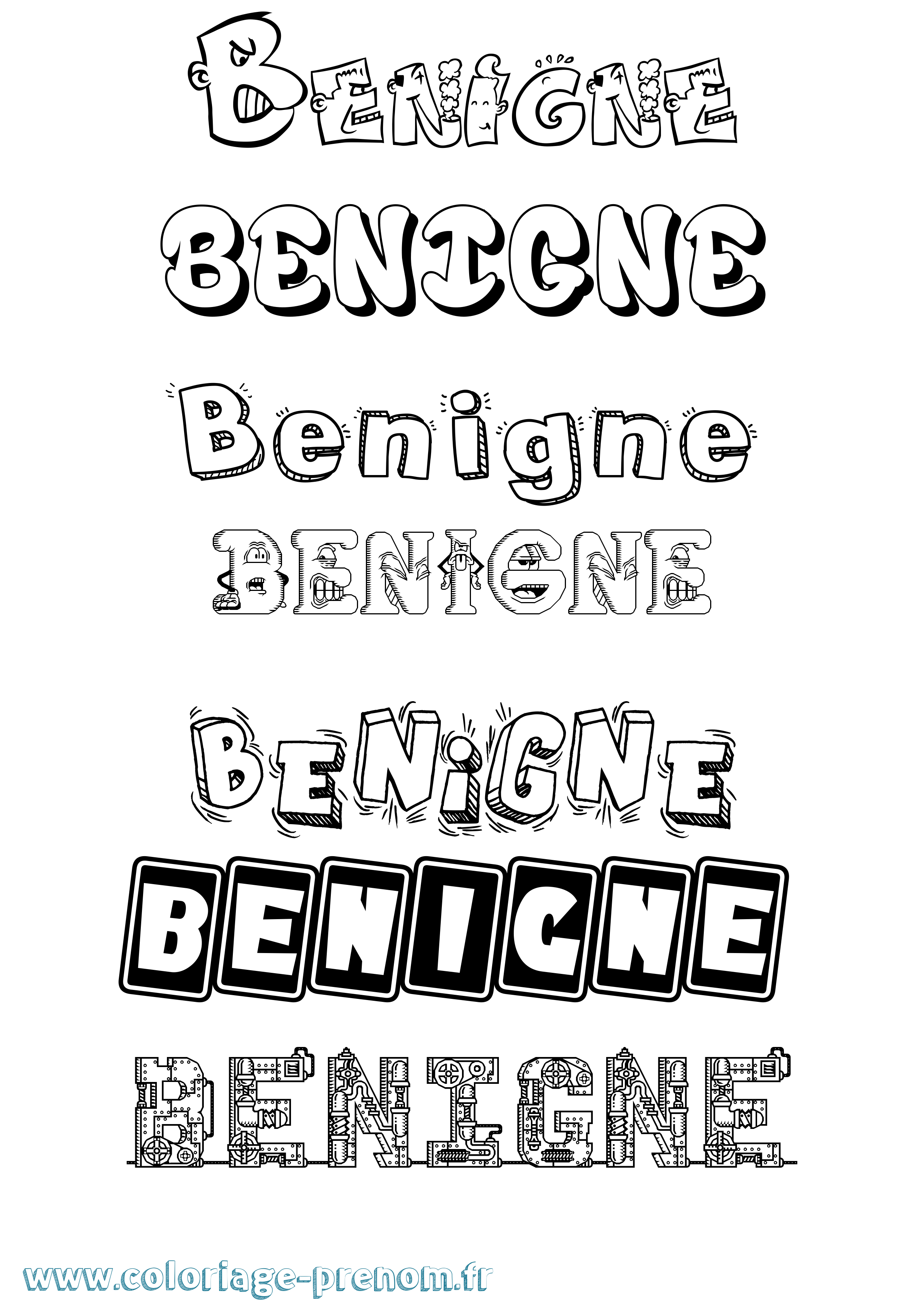 Coloriage Benigne Fun Coloriage prénom Benigne Fun