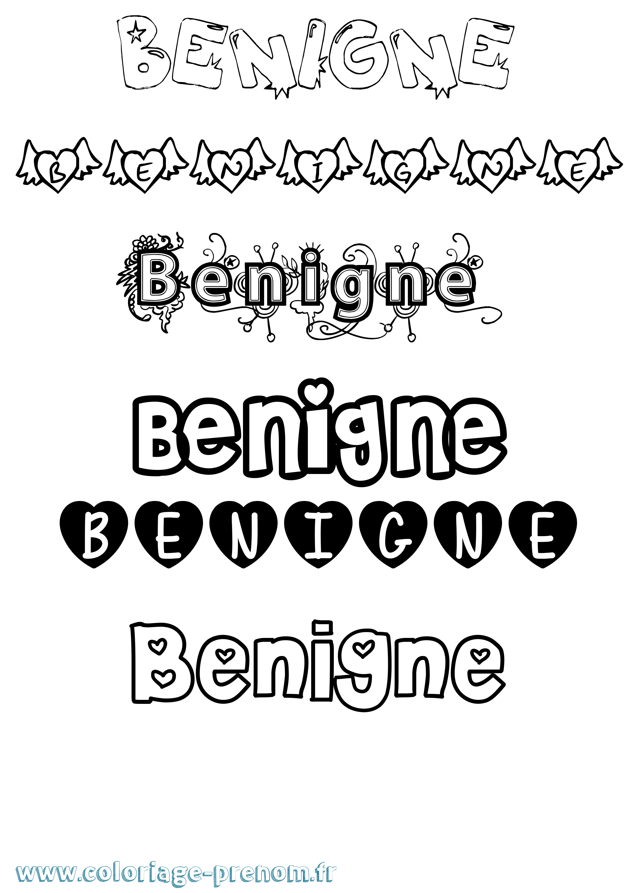 Coloriage Benigne Girly Coloriage prénom Benigne Girly